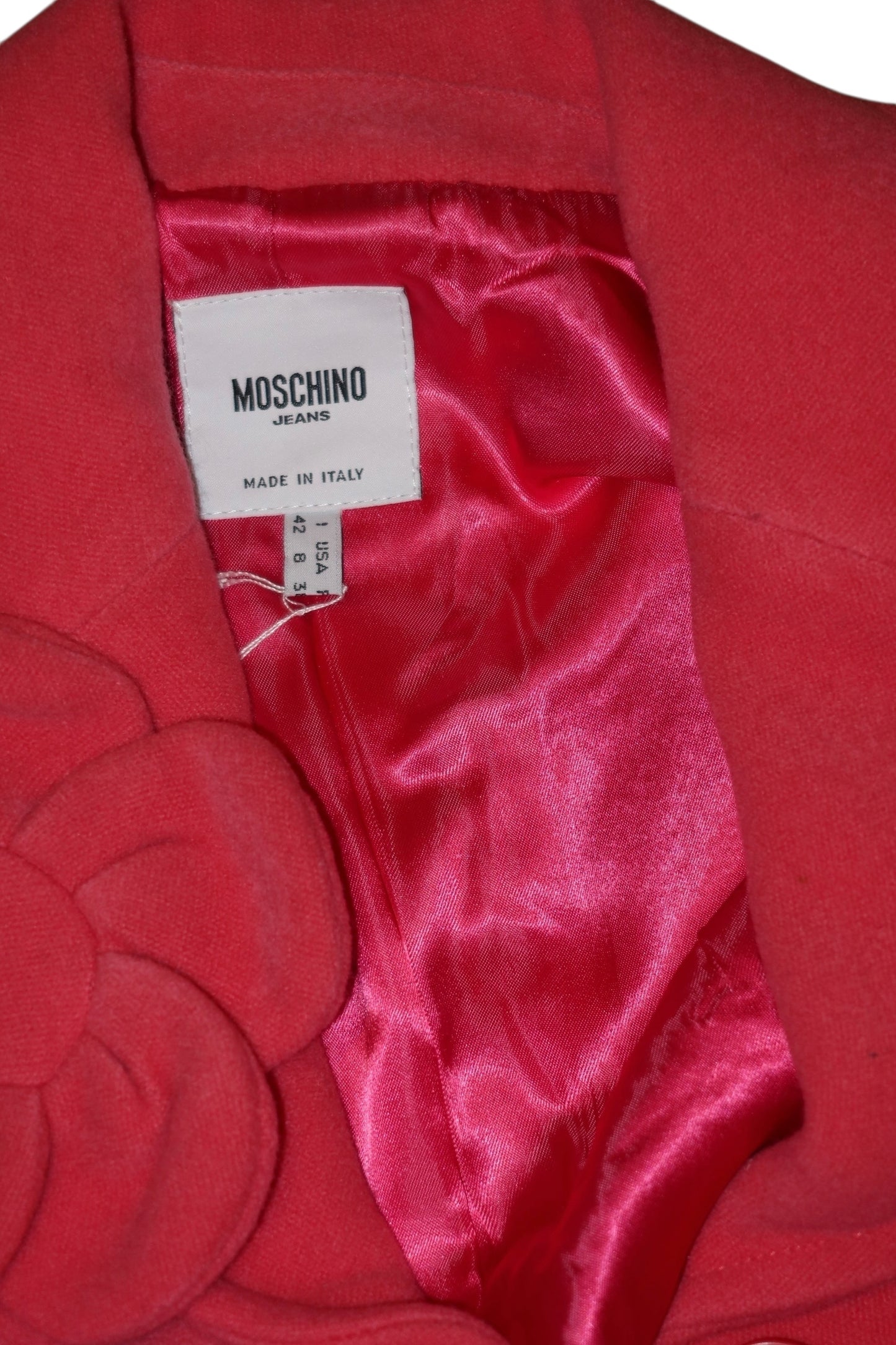 Moschino jeans pink jacket with flower detail