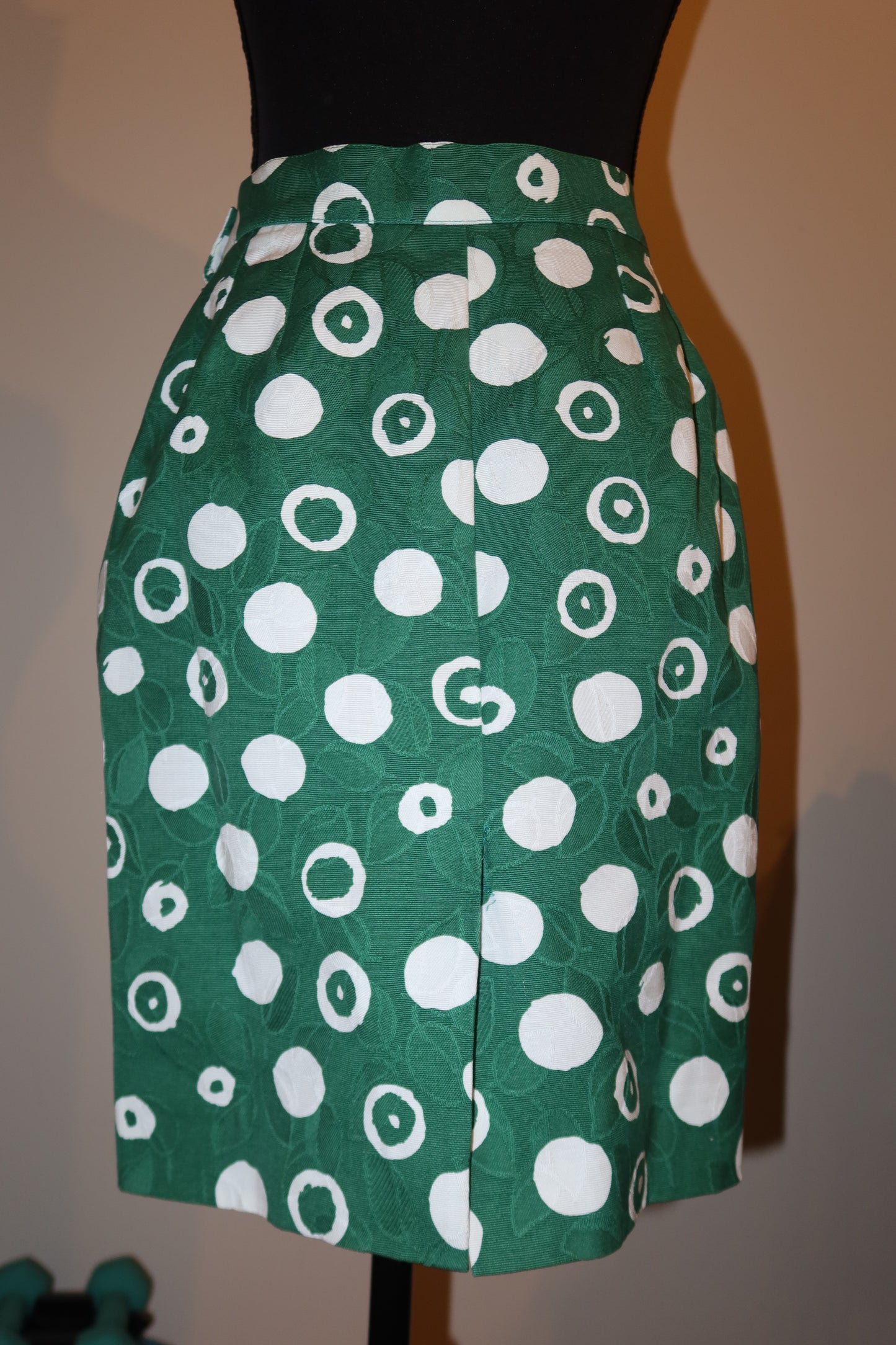 Yves Saint Laurent green and white polkadot set