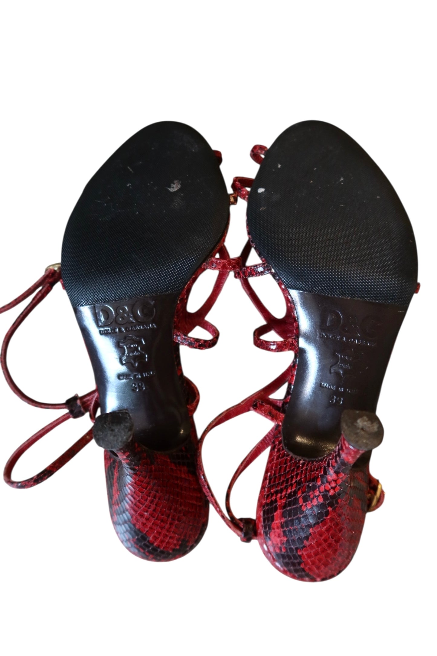 Dolce & Gabbana red snake strappy heels (39)