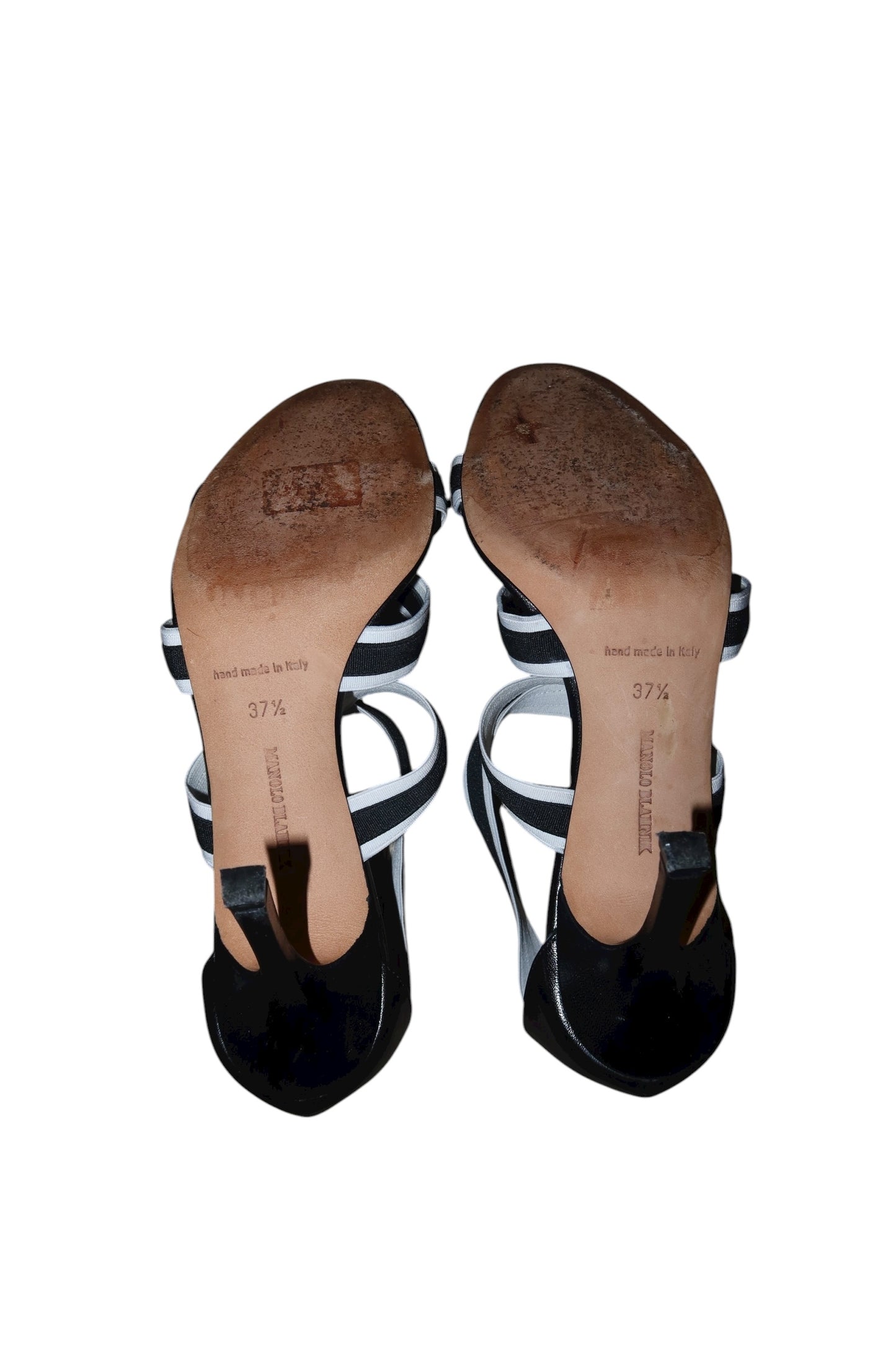 Manolo Blahnik black and white elastic heels (37.5)