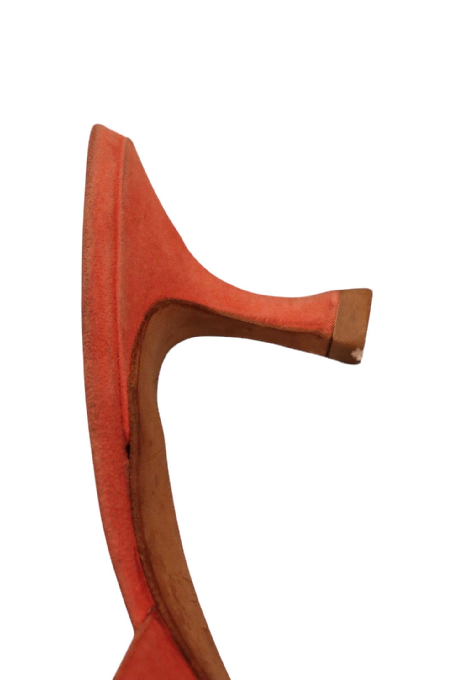 Manolo Blahnik salmon laser cut suede mules (39)