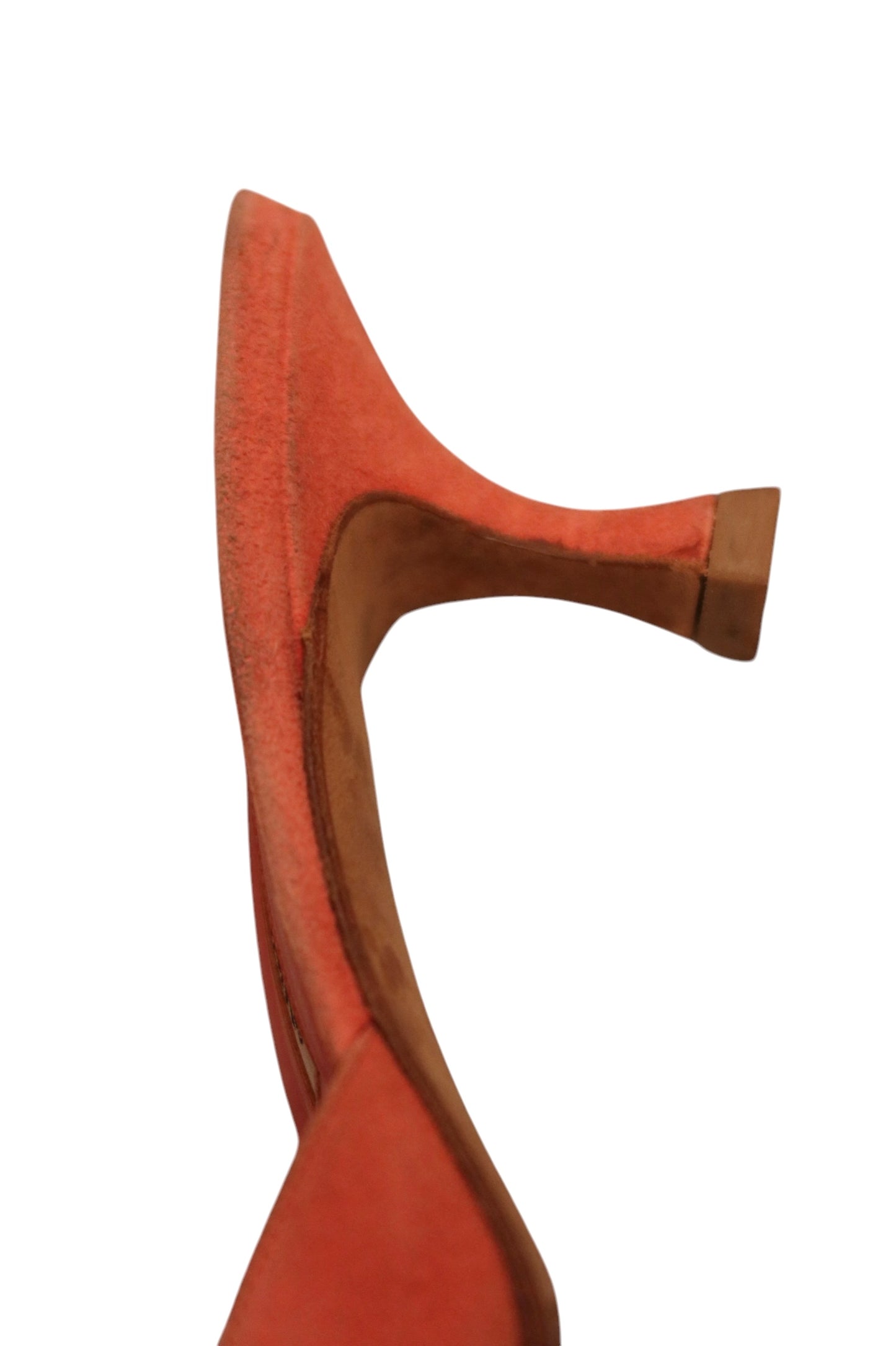 Manolo Blahnik salmon laser cut suede mules (39)