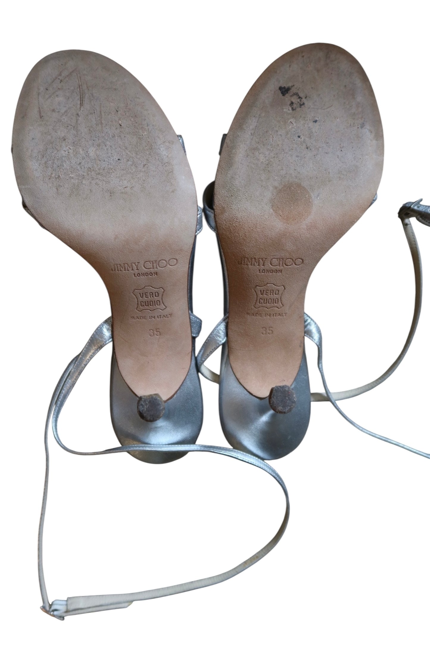 Jimmy Choo silver strappy heels (35)