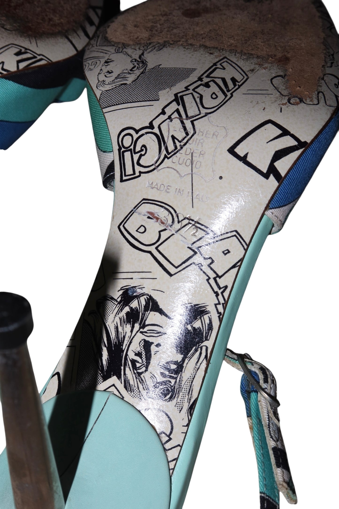 Emilio Pucci blue/multicolor print slingback heels (36.5)
