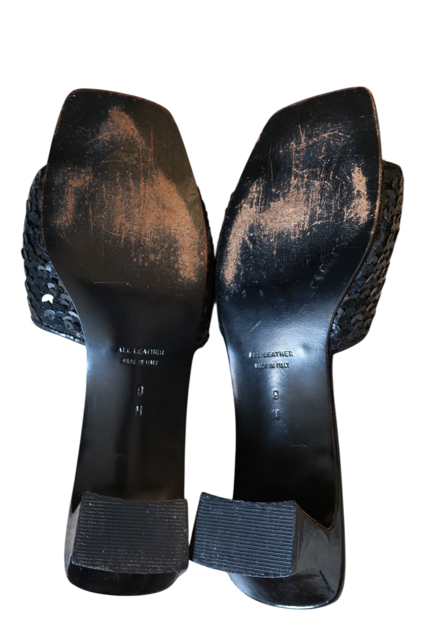Yves Saint Laurent black sequin sandal heels (9)