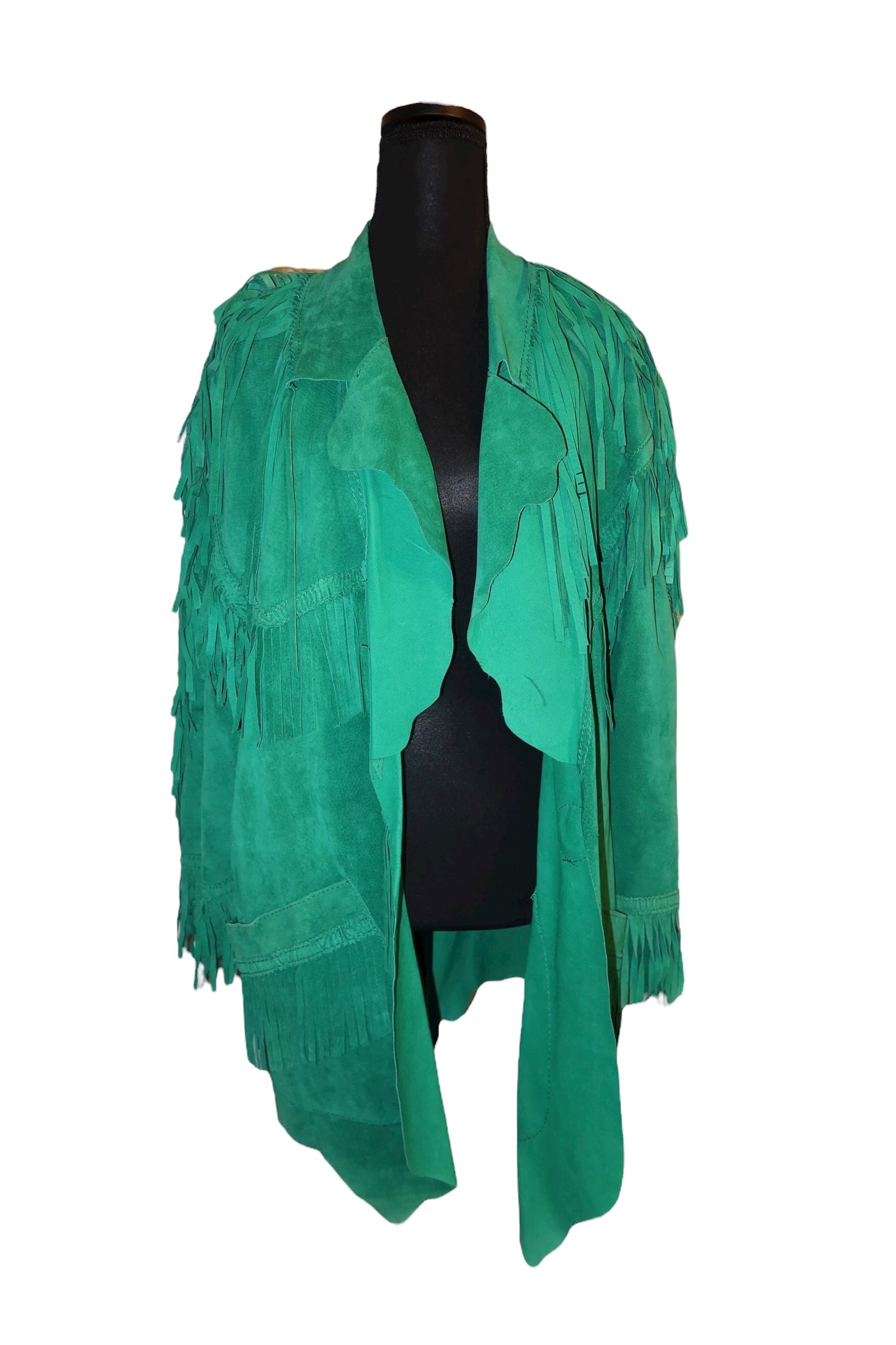 Moschino green leather/suede jacket with fringes