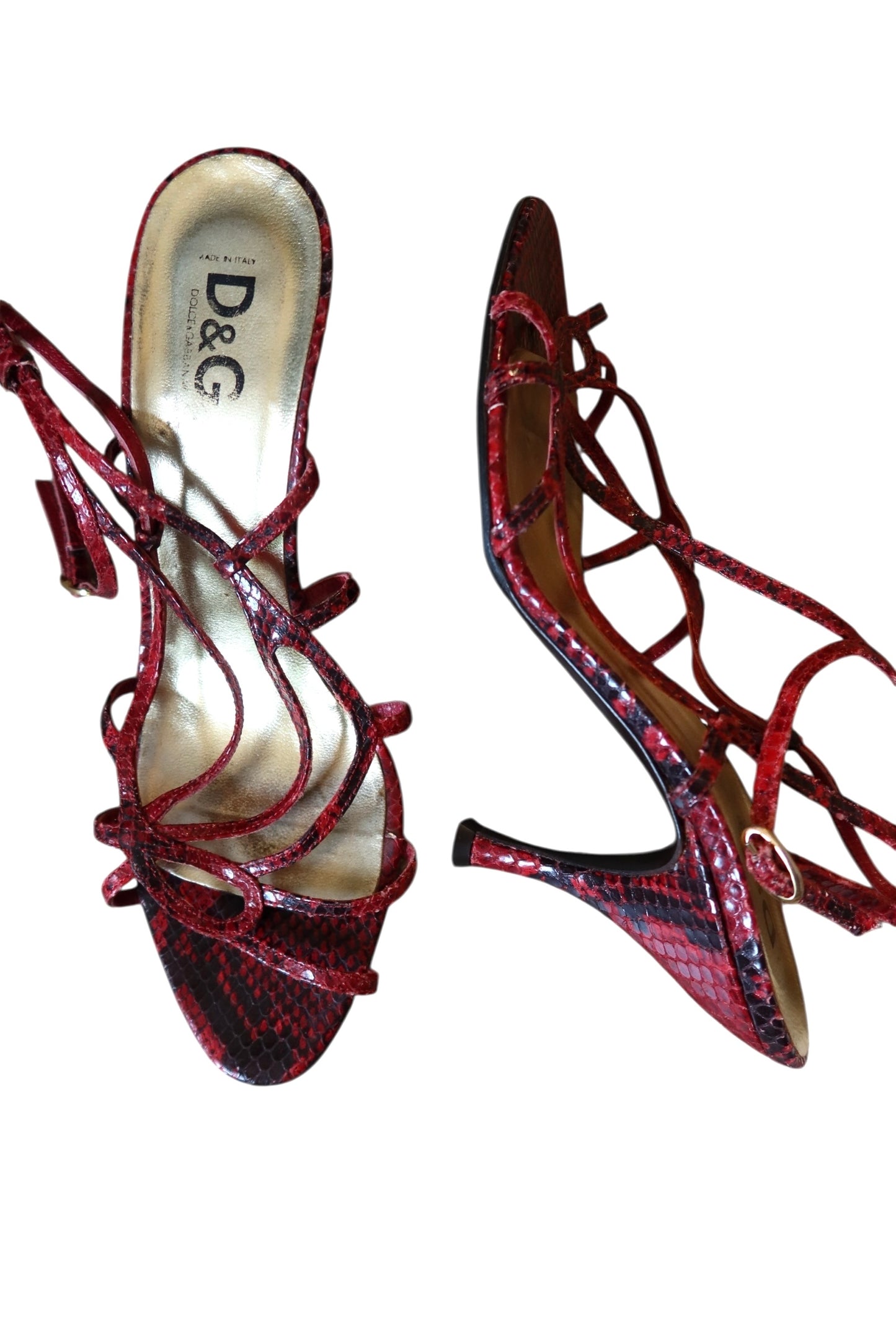 Dolce & Gabbana red snake strappy heels (39)