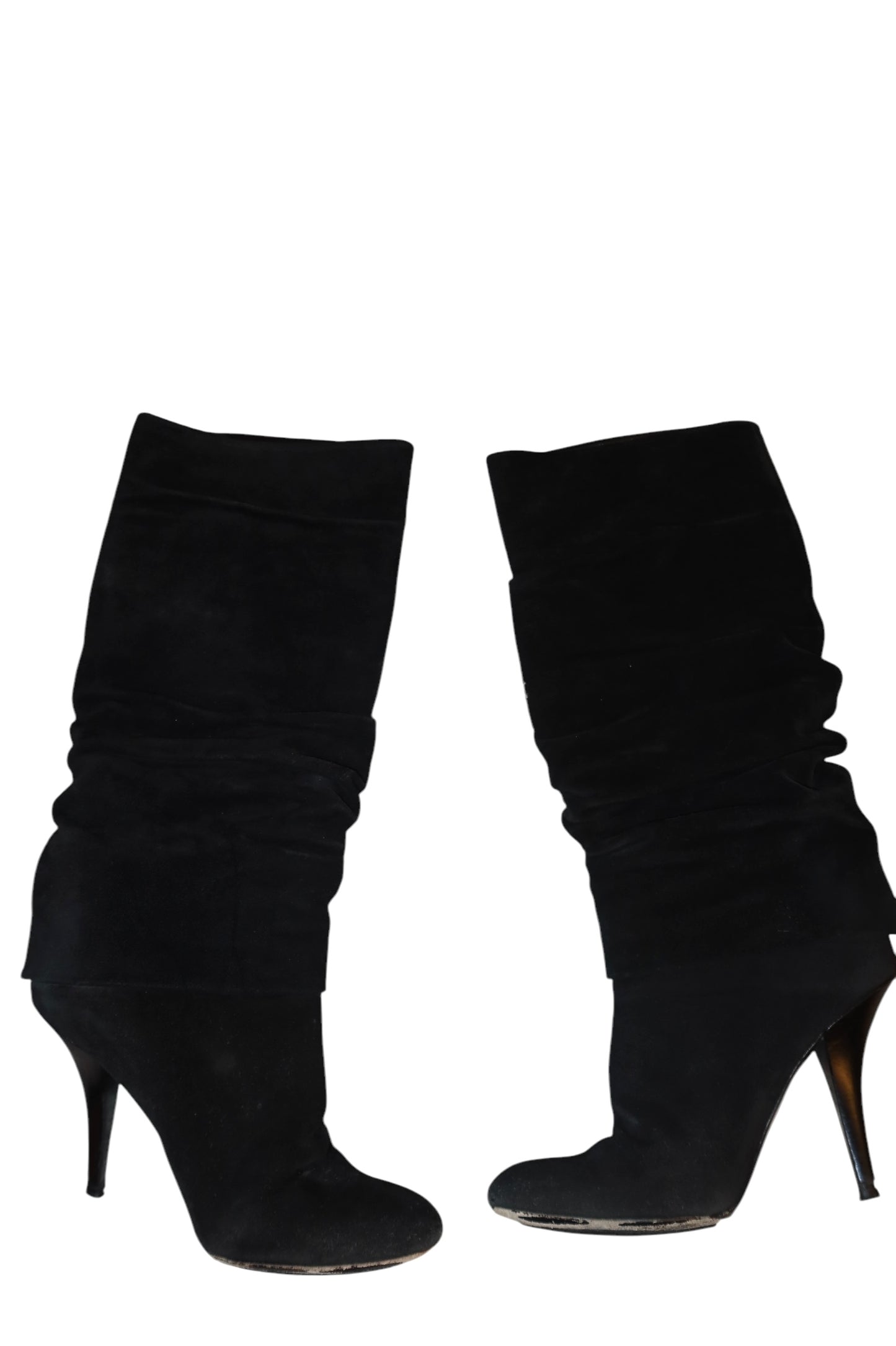 Dior slouch suede leather knee high boots with chain link accent (38)