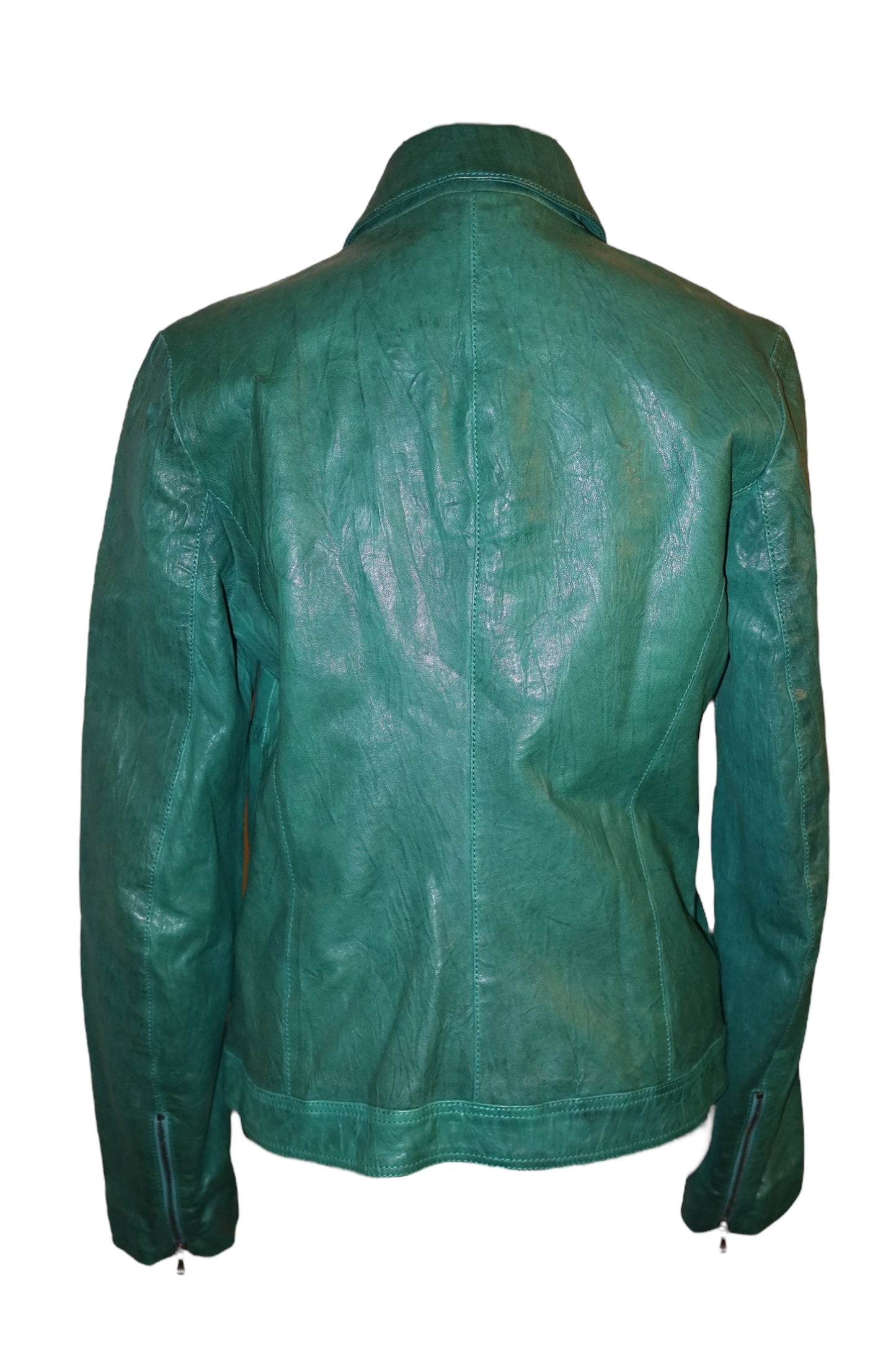 Dolce & Gabbana green leather jacket