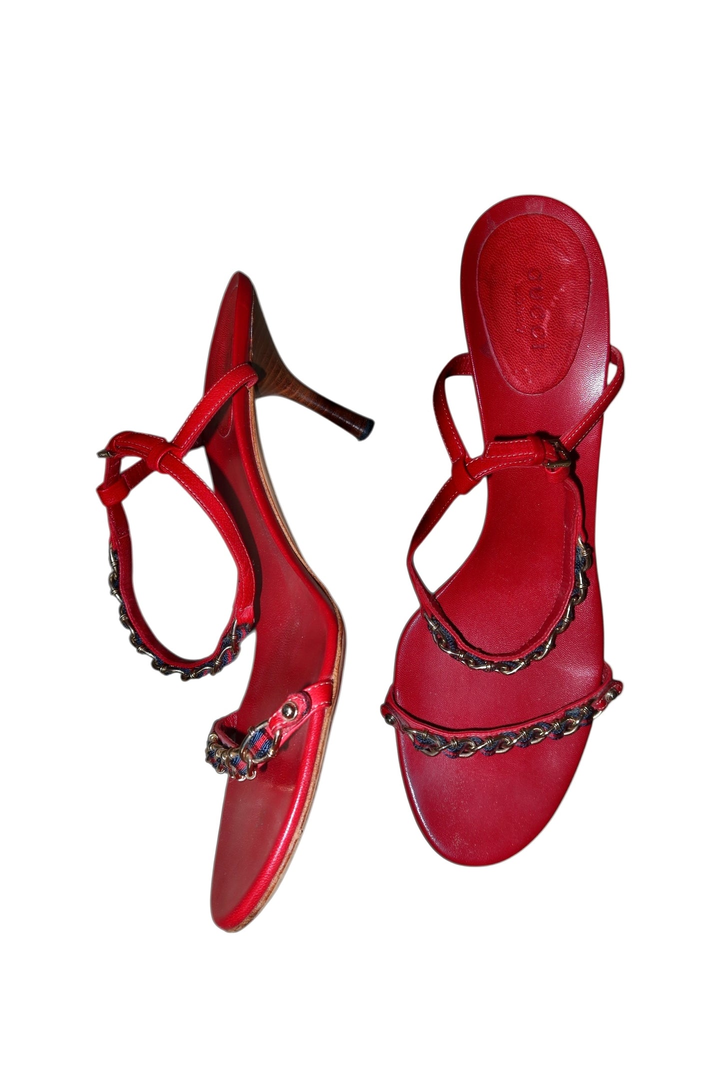 Gucci red chain heels (9B)