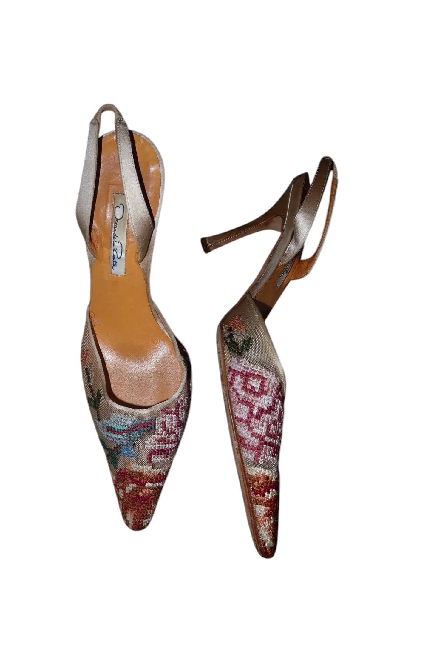 Oscar de la Renta mesh and embroidered flowers heels (38)