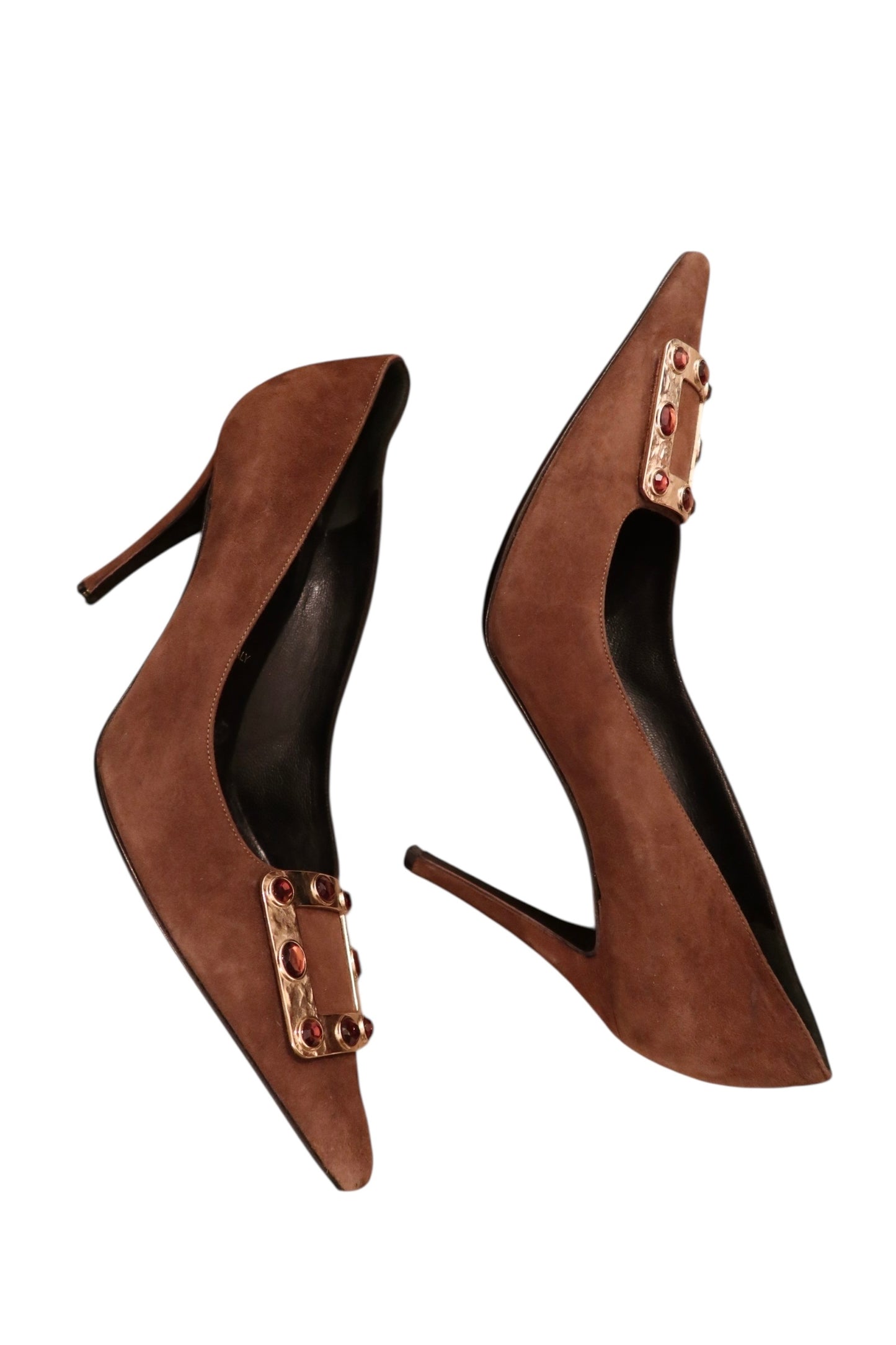Escada brown suede heels with buckle (38.5)