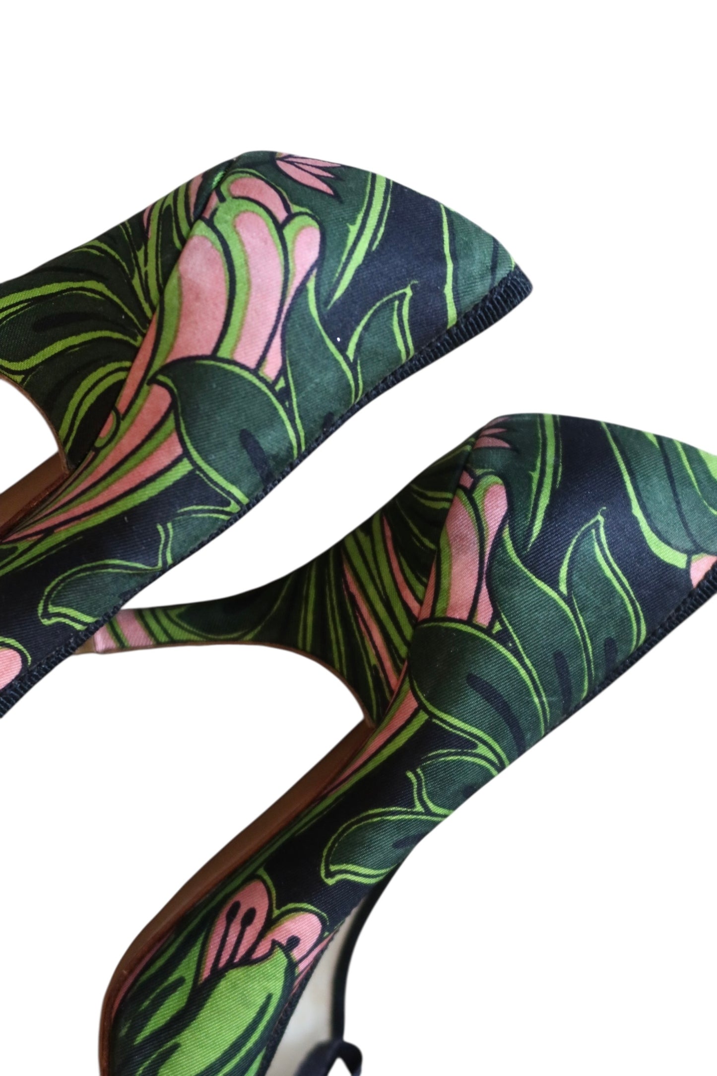 Prada green and pink floral heels (36.5)
