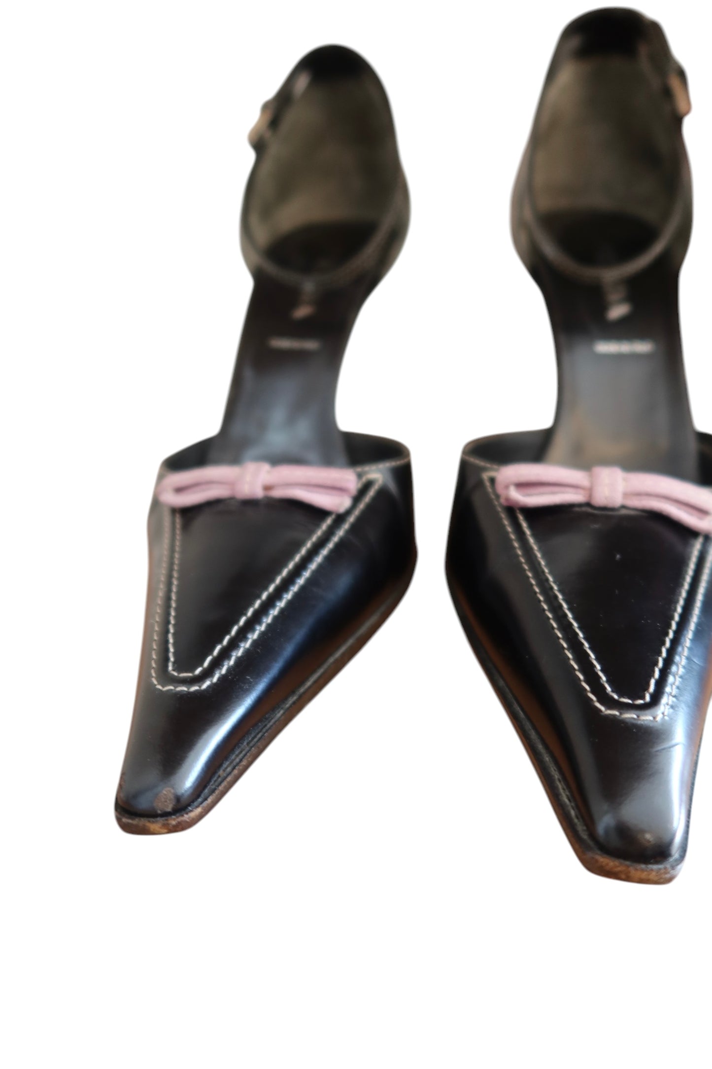 Prada black heels with pink bow detail (37.5)