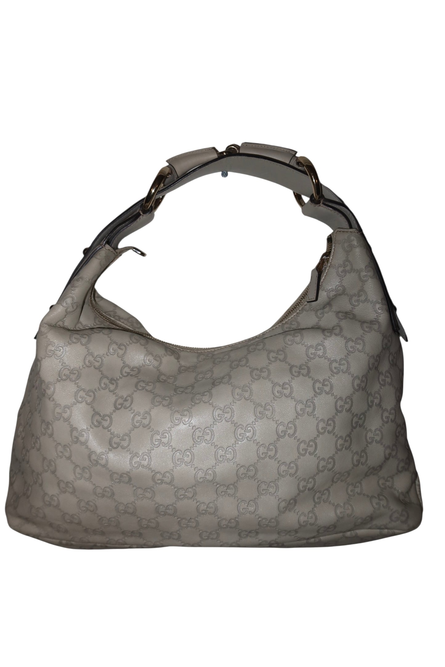Gucci light grey Guccissima horsebit hobo bag