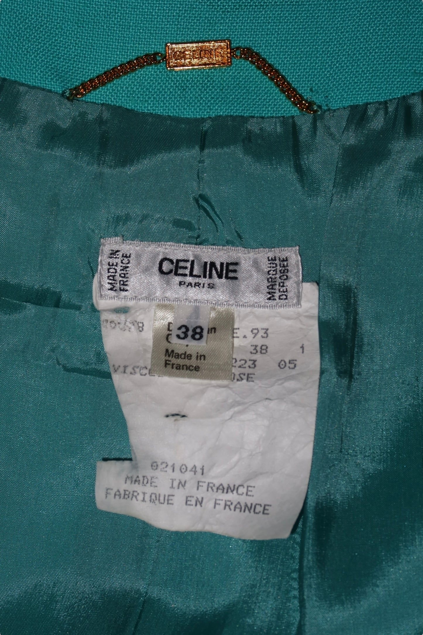 Celine turquoise dress with gold buttons