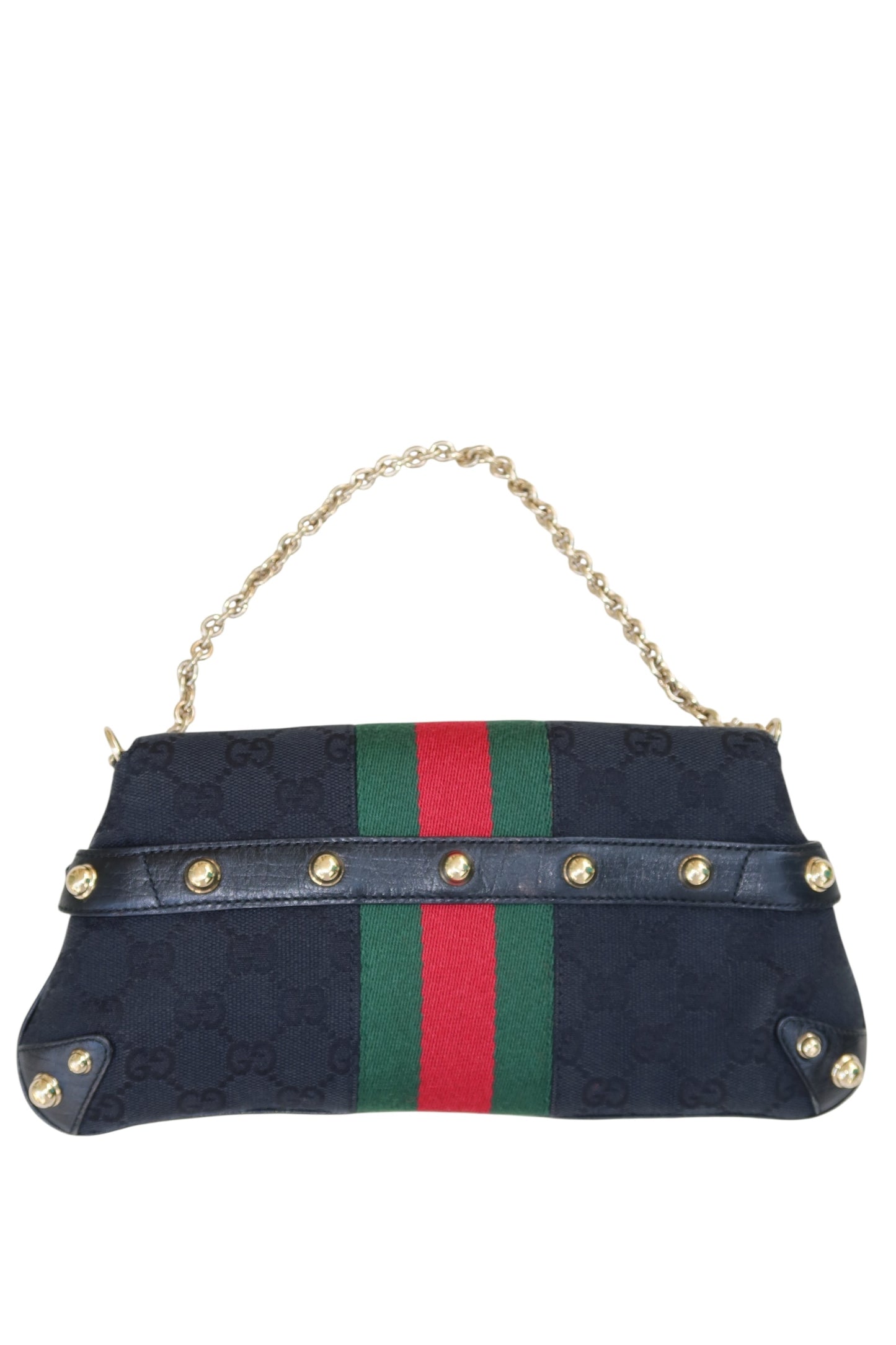 Gucci black GG horsebit clutch bag