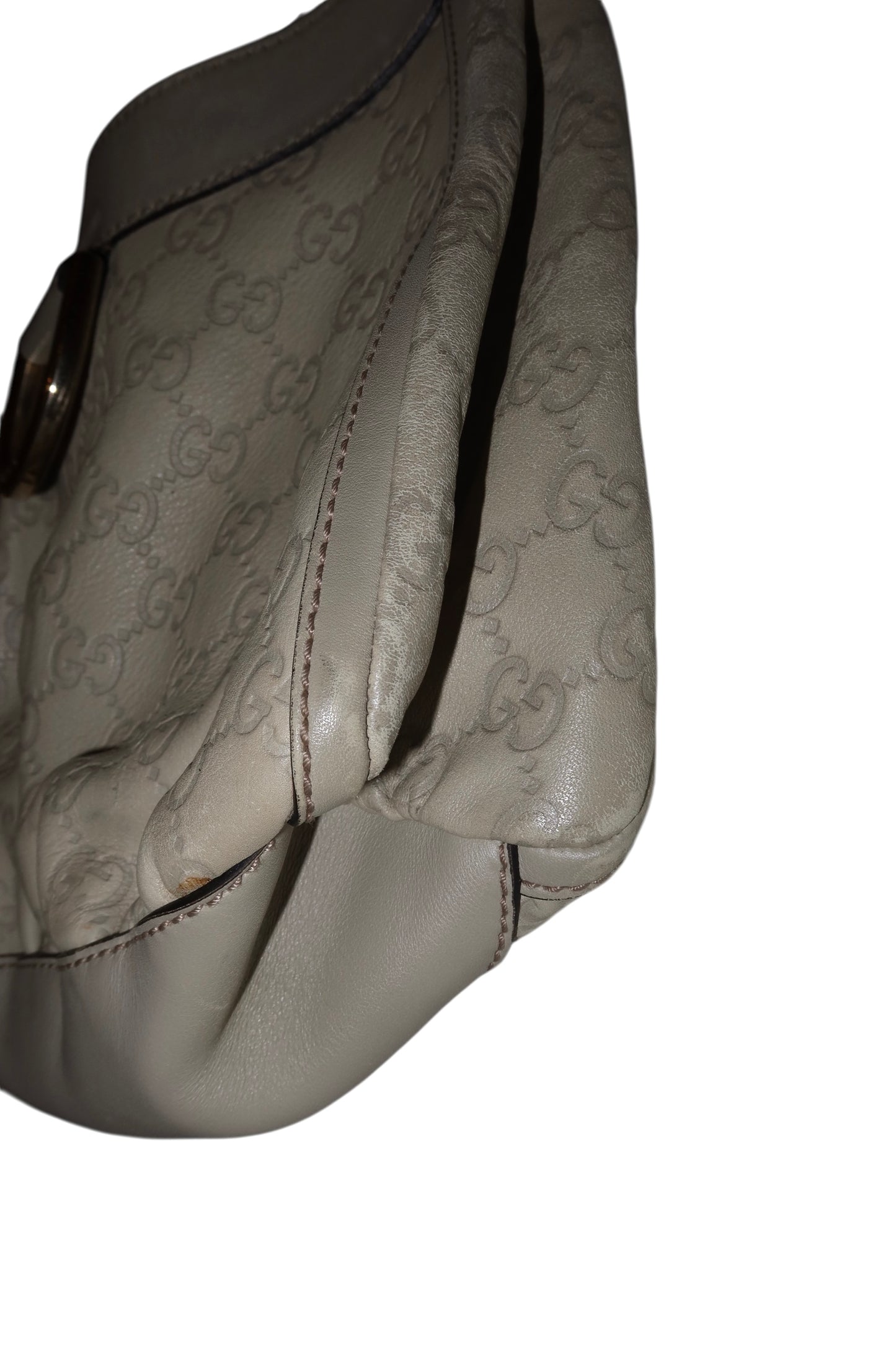 Gucci light grey D ring hobo bag