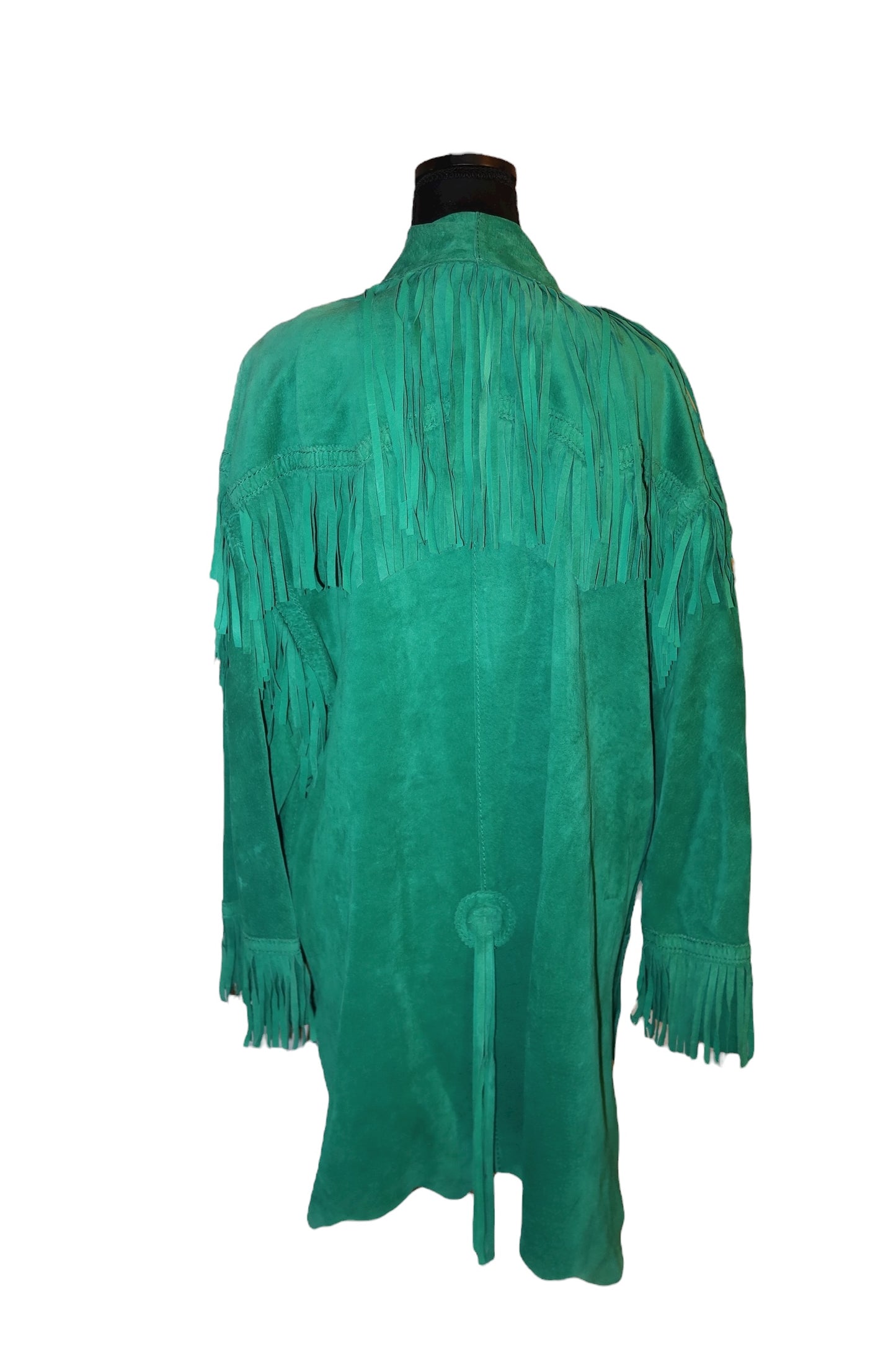 Moschino green leather/suede jacket with fringes
