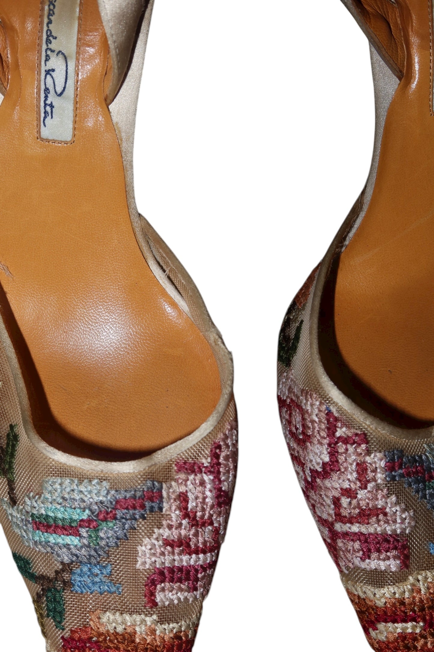 Oscar de la Renta mesh and embroidered flowers heels (38)