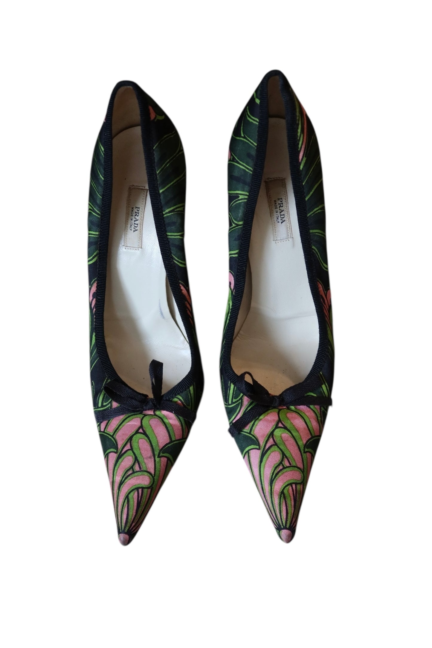 Prada green and pink floral heels (36.5)