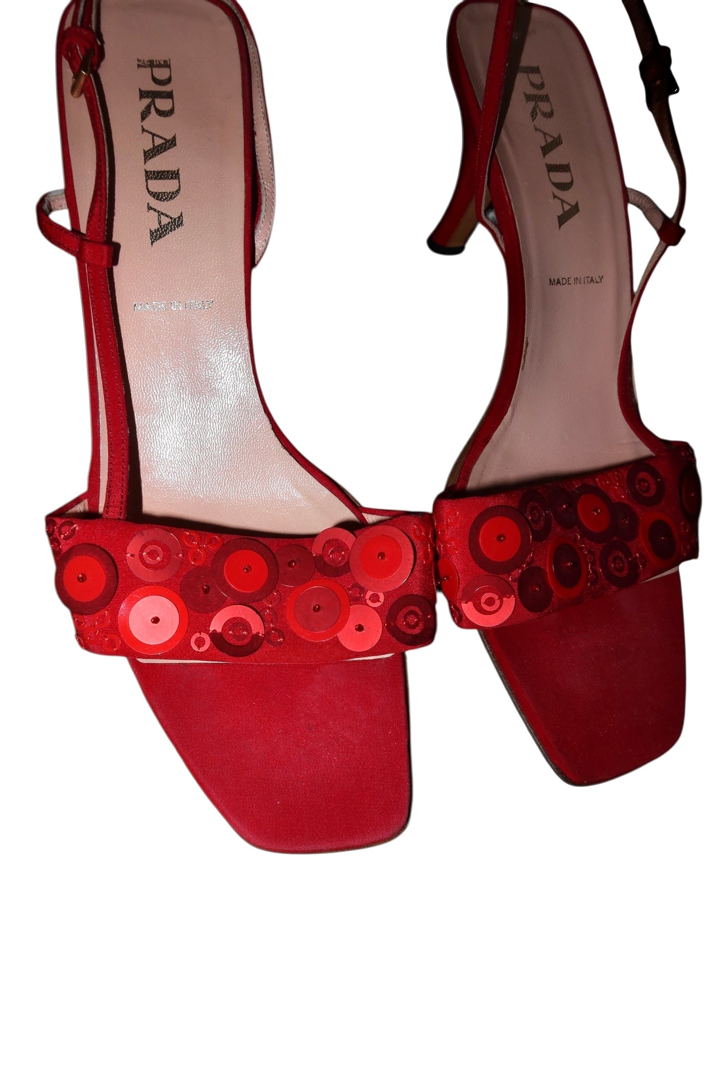 Prada red heels with sequin details (40)