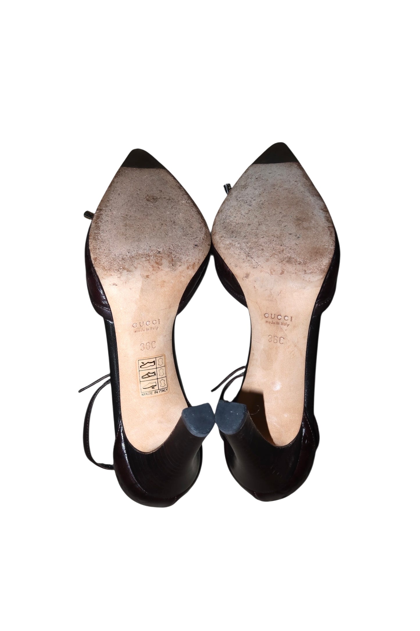 Gucci brown monogram heels with bows (36C)