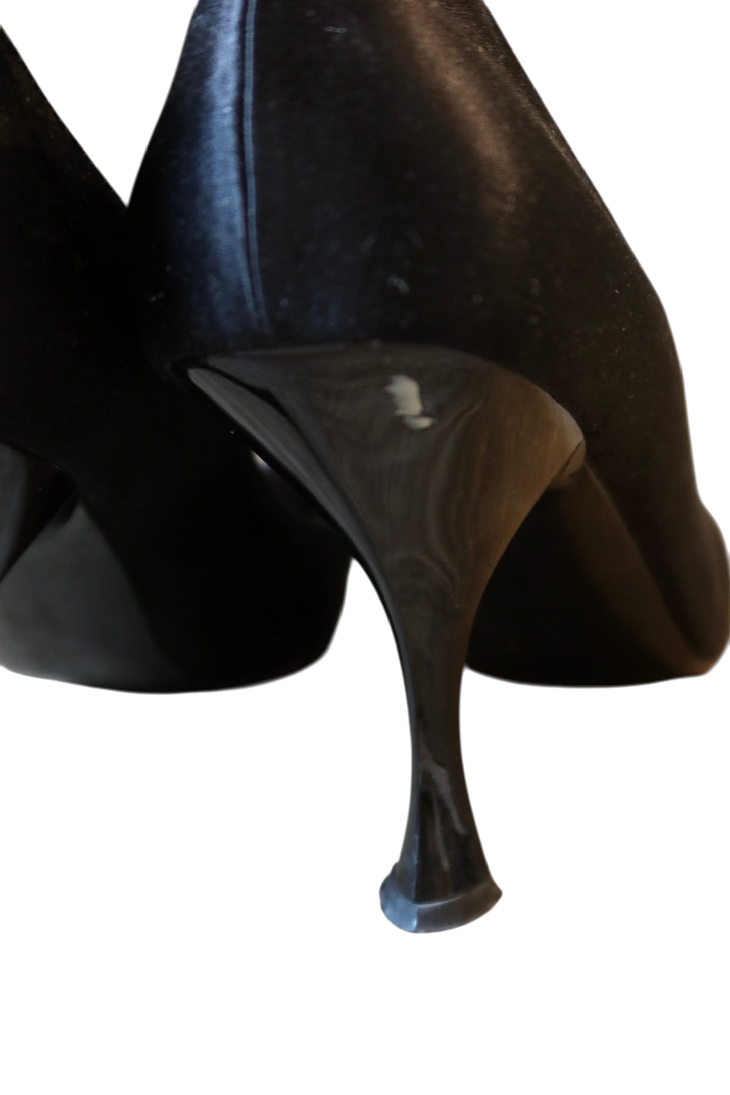 Moschino black satin heels with glitter hearts (39.5)