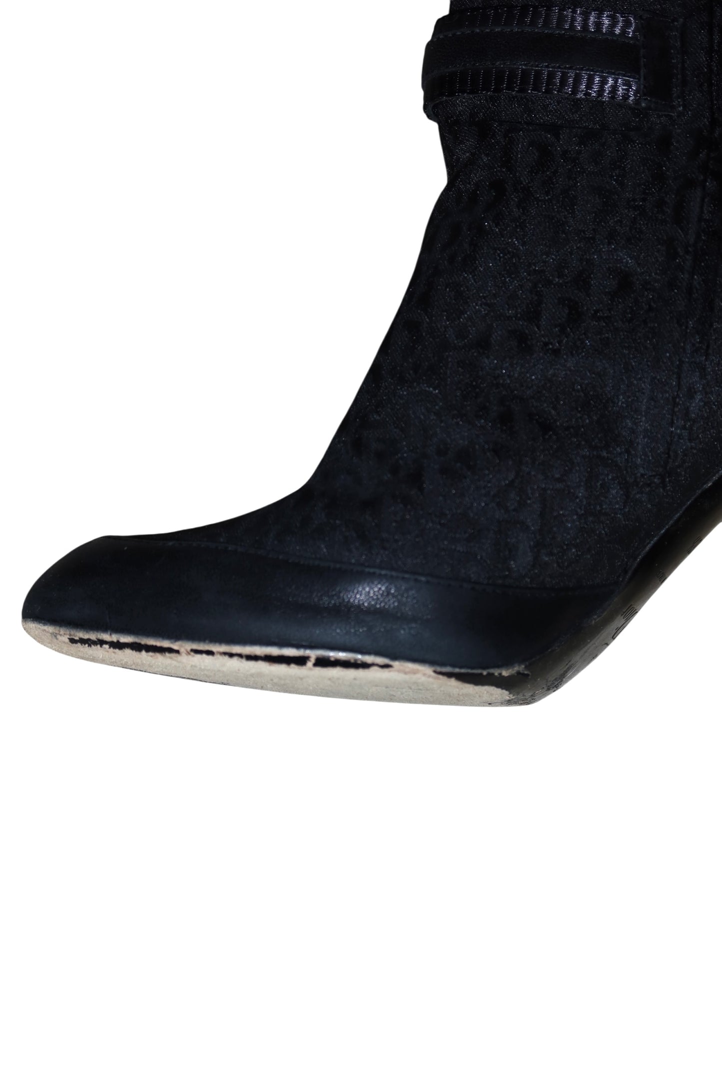 Dior black monogram boots with silver buckle detail (38.5)