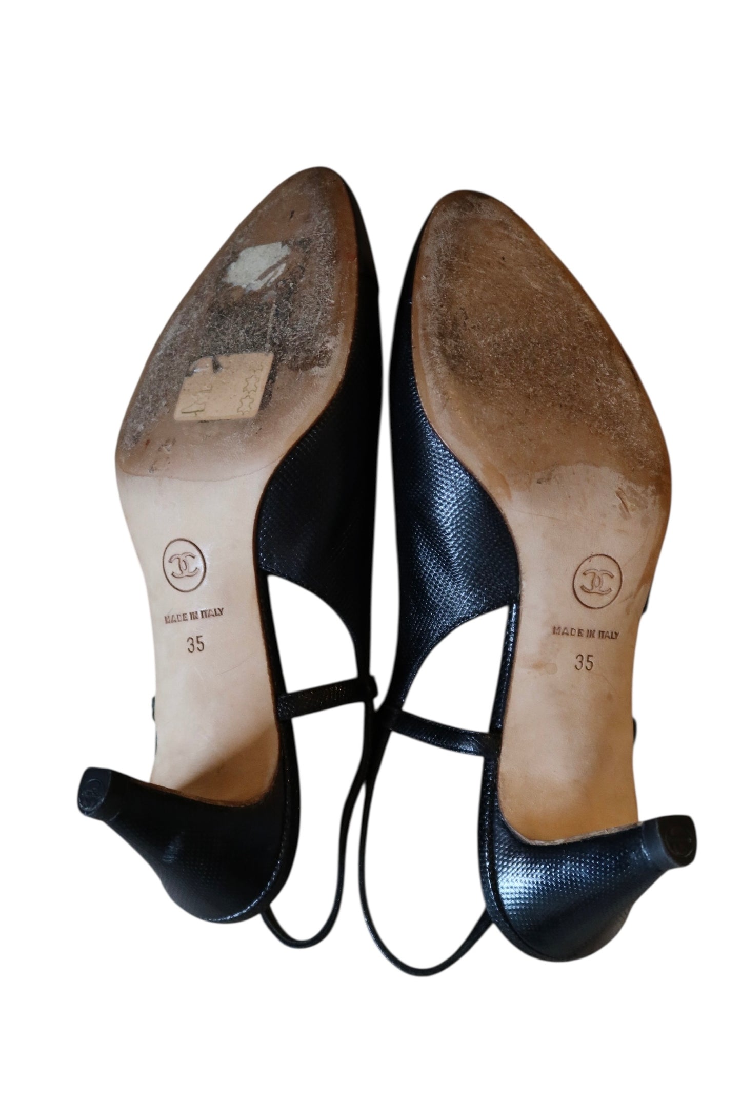 Chanel black slingback heels with double CC (35)