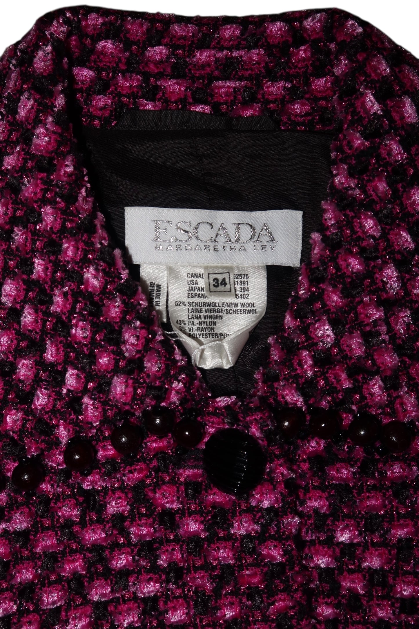 Escada pink and black jacket with black beads