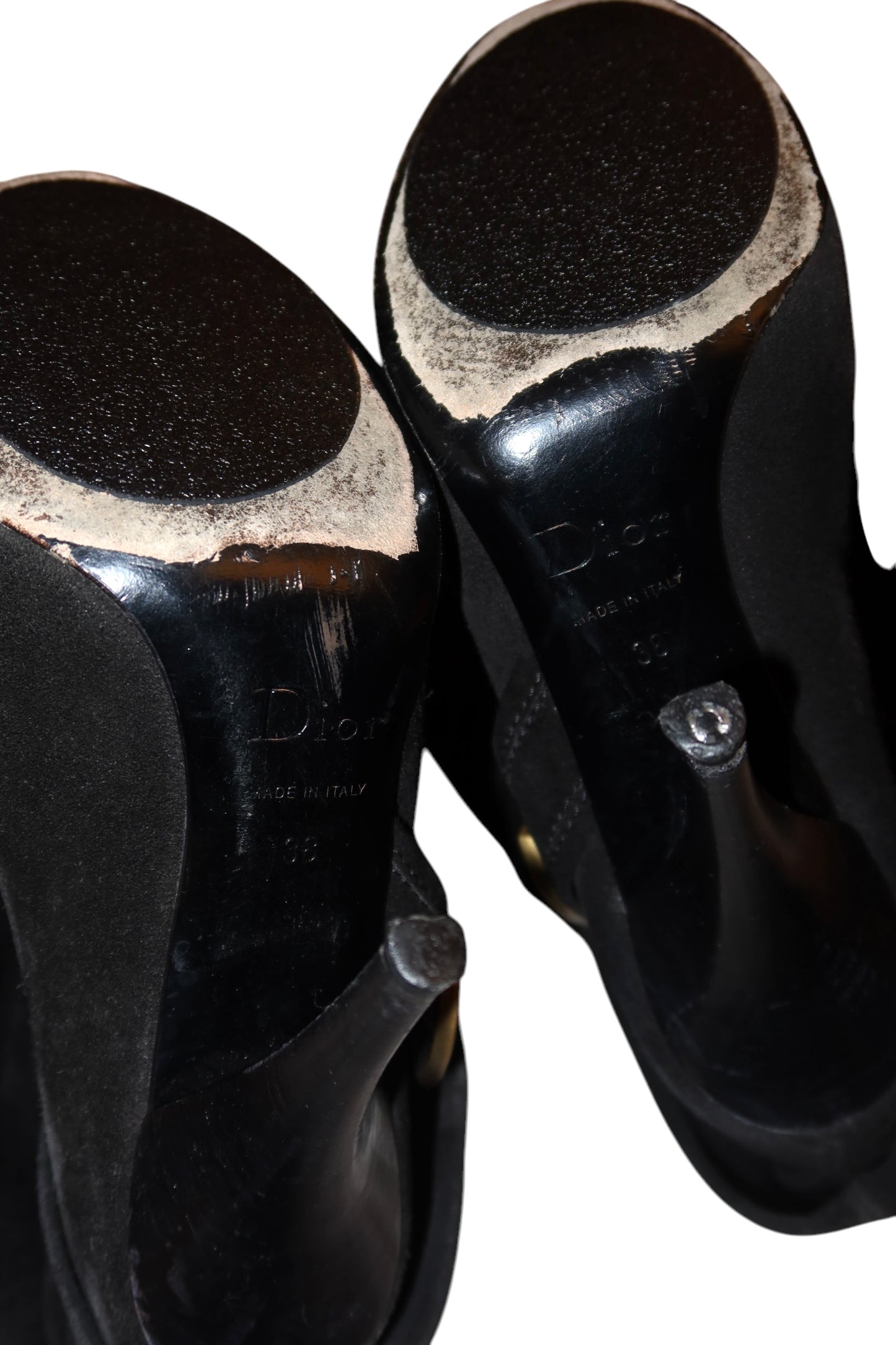 Dior slouch suede leather knee high boots with chain link accent (38)