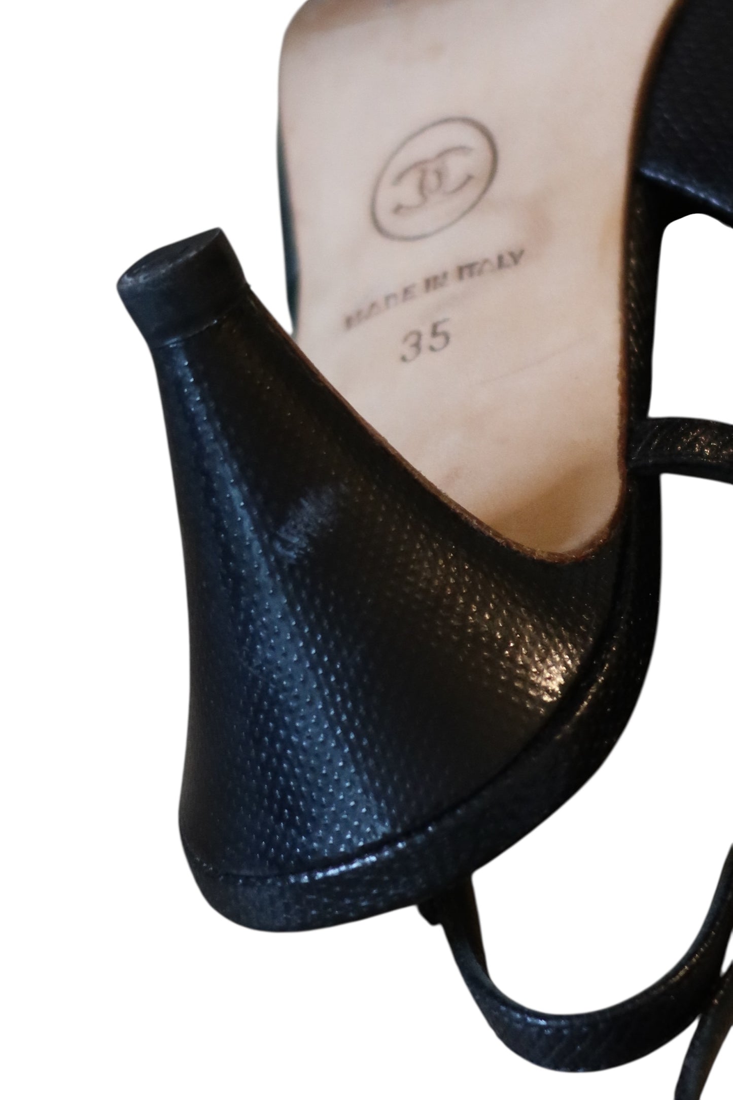 Chanel black slingback heels with double CC (35)