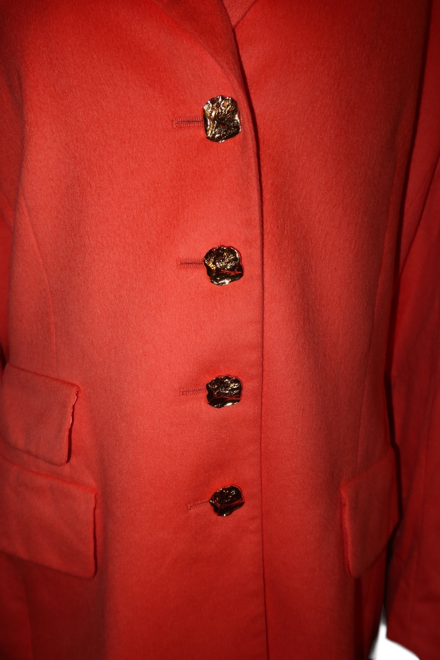 Escada orange coral blazer with gold buttons