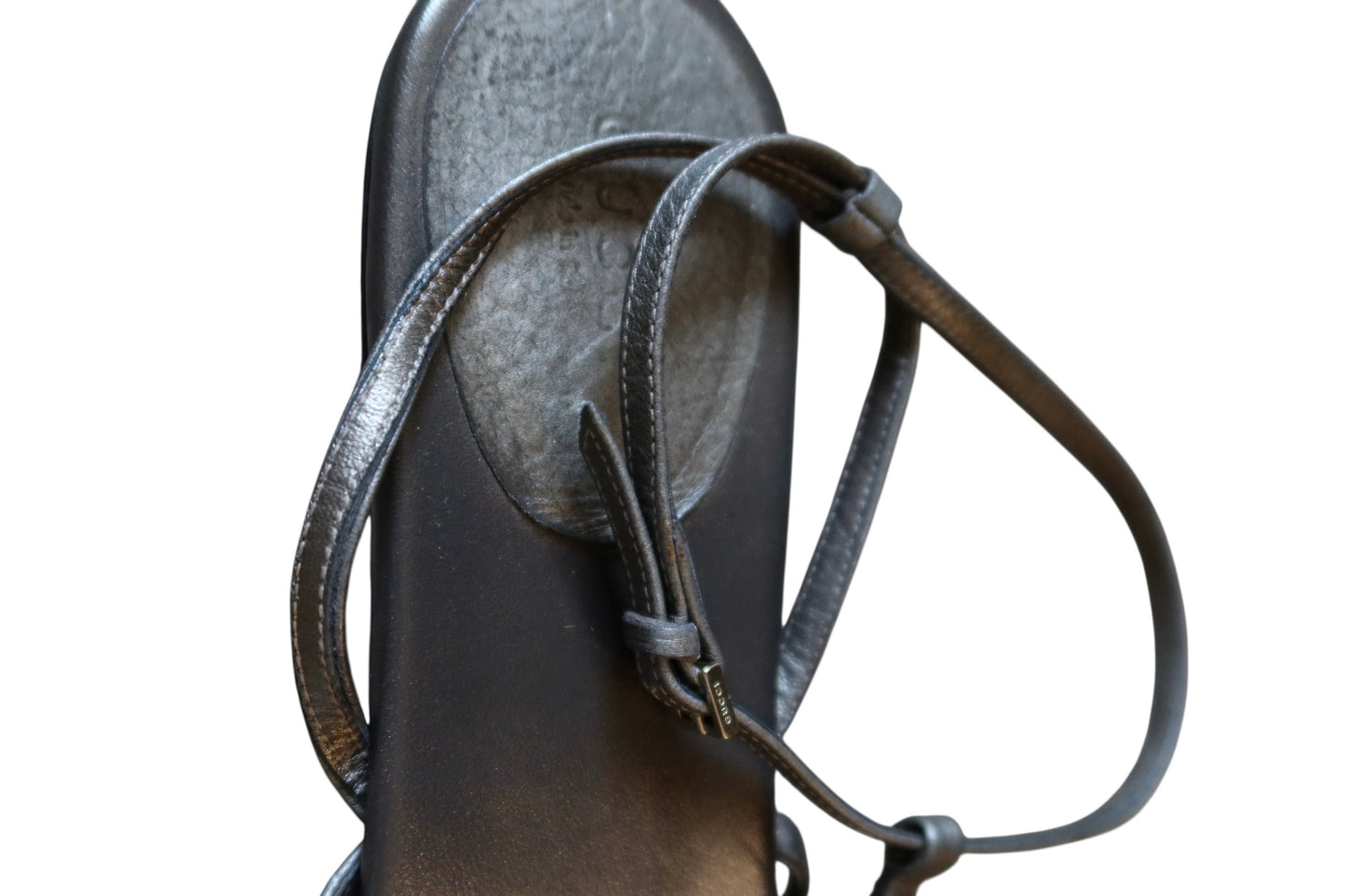 Gucci metallic grey sandals with GG gold logo (39)