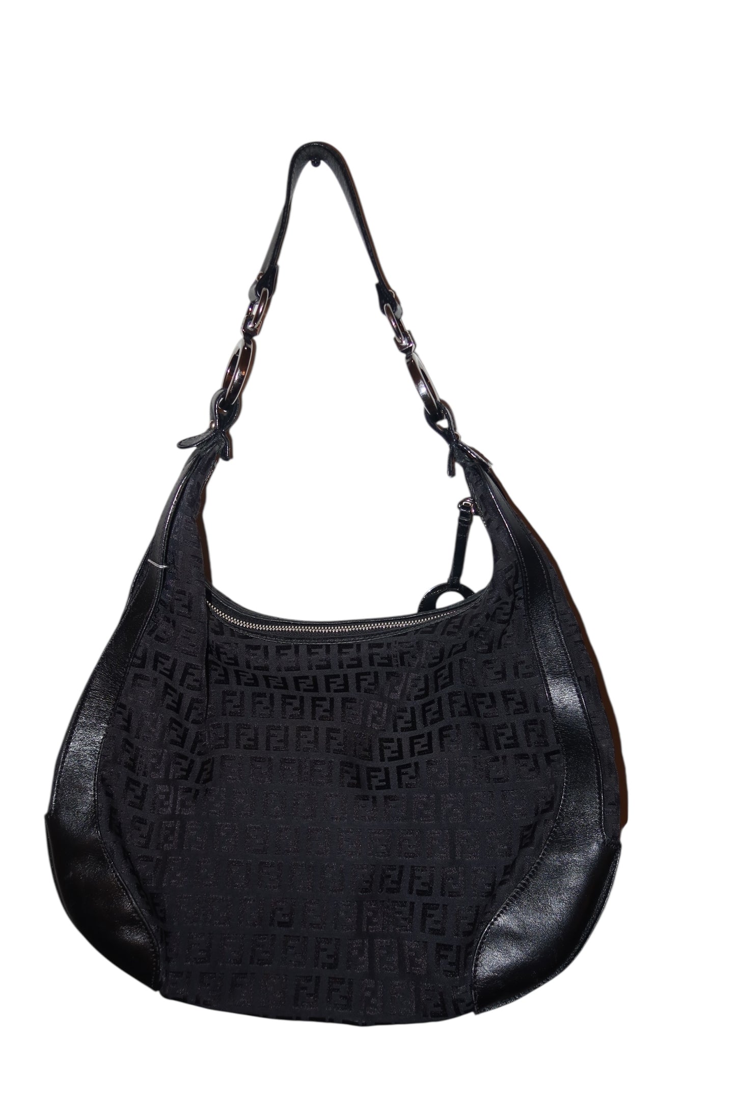 Fendi black half moon hobo bag