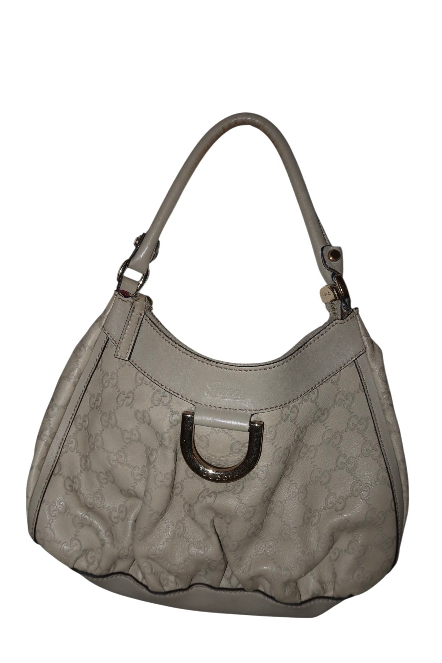 Gucci light grey D ring hobo bag