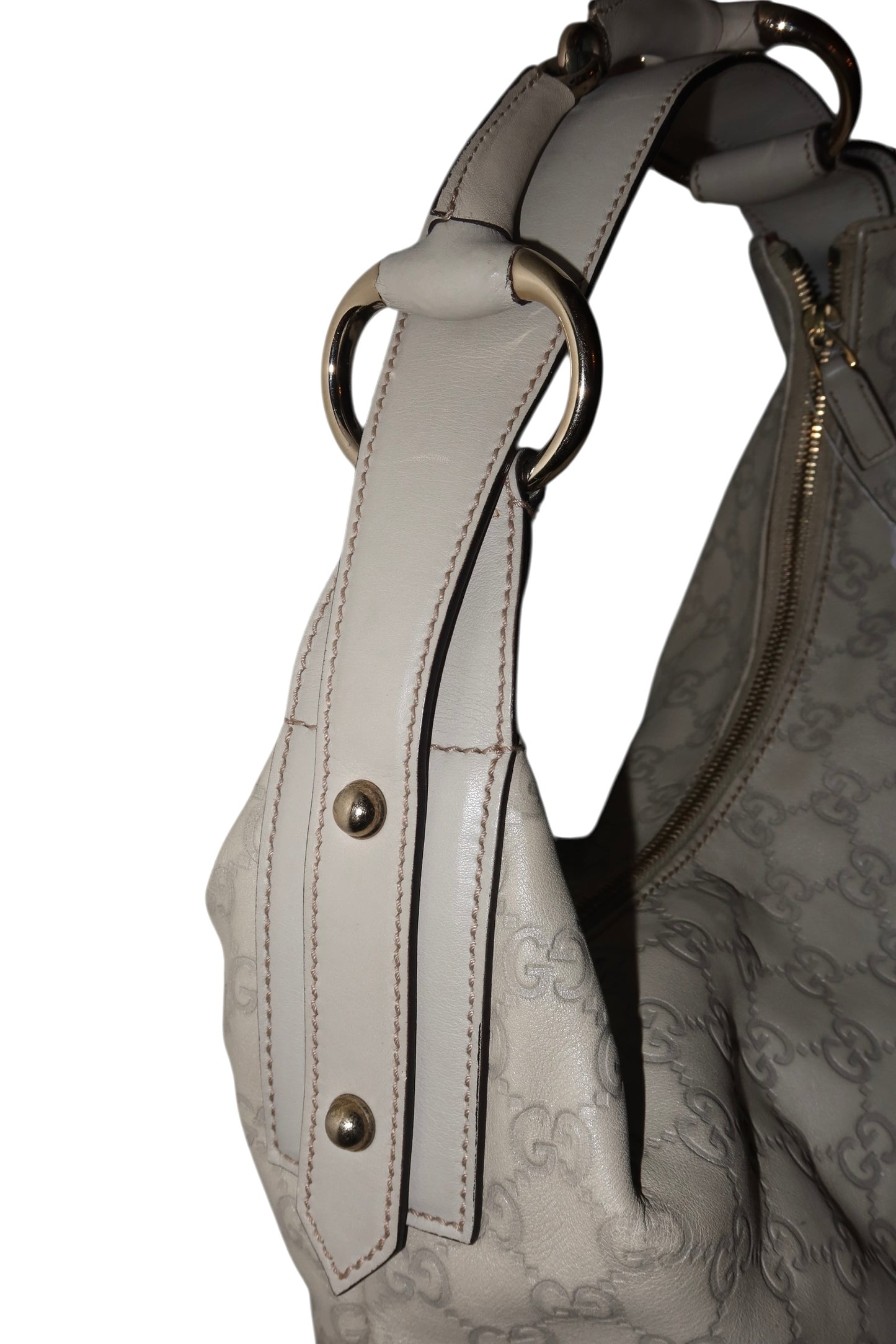Gucci light grey Guccissima horsebit hobo bag