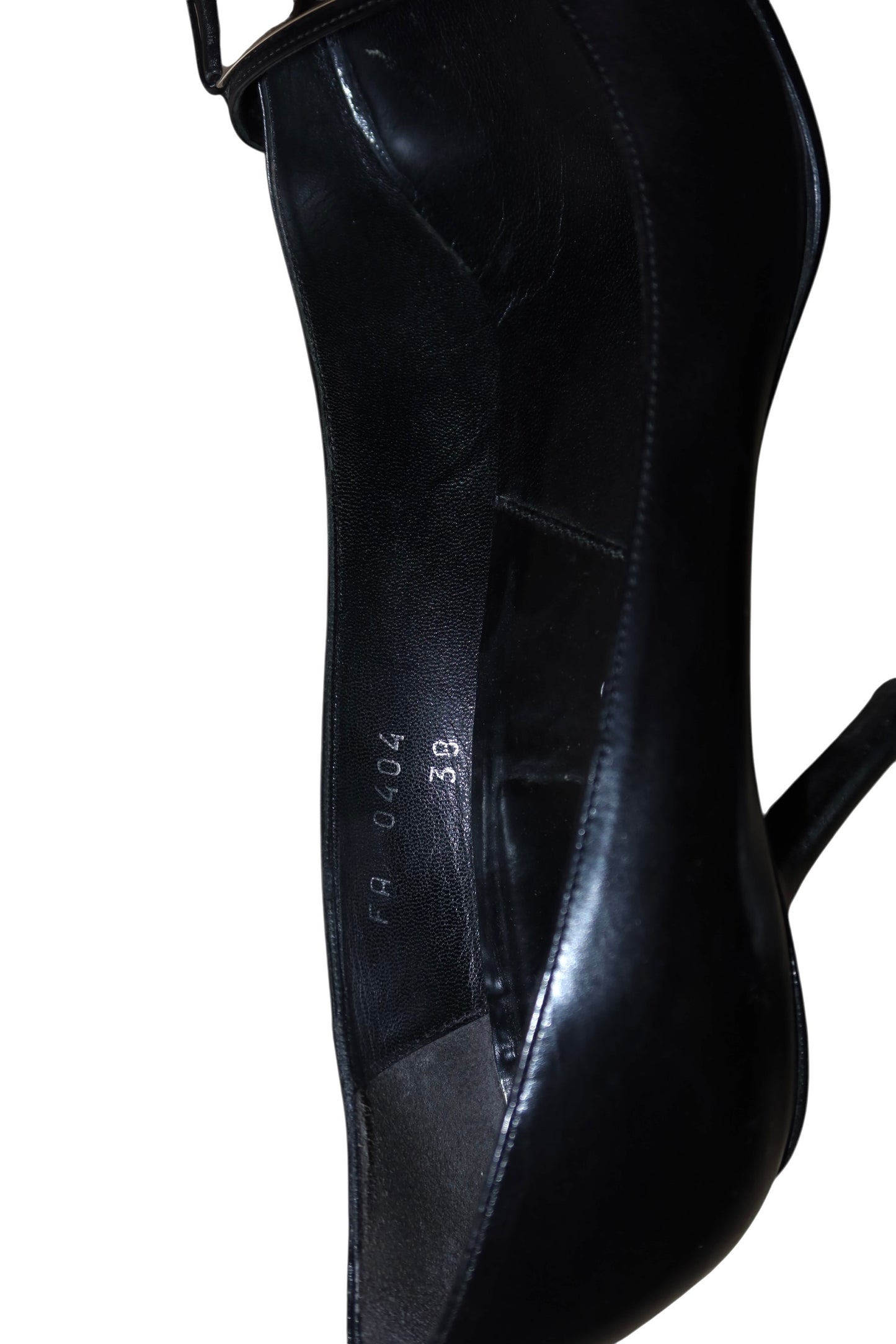 Dior black heels with “Dior” logo silver buckle (38)