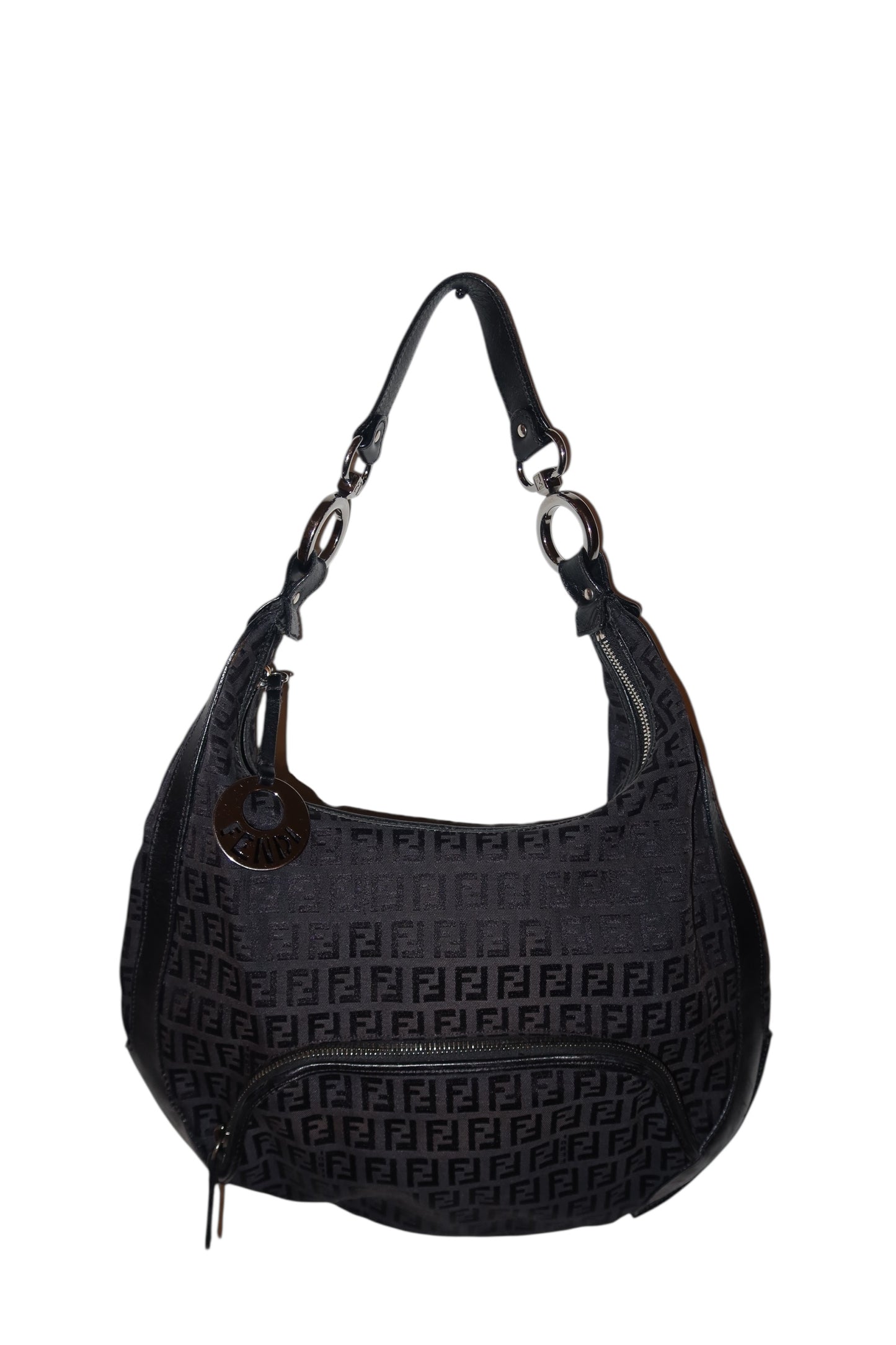 Fendi black half moon hobo bag