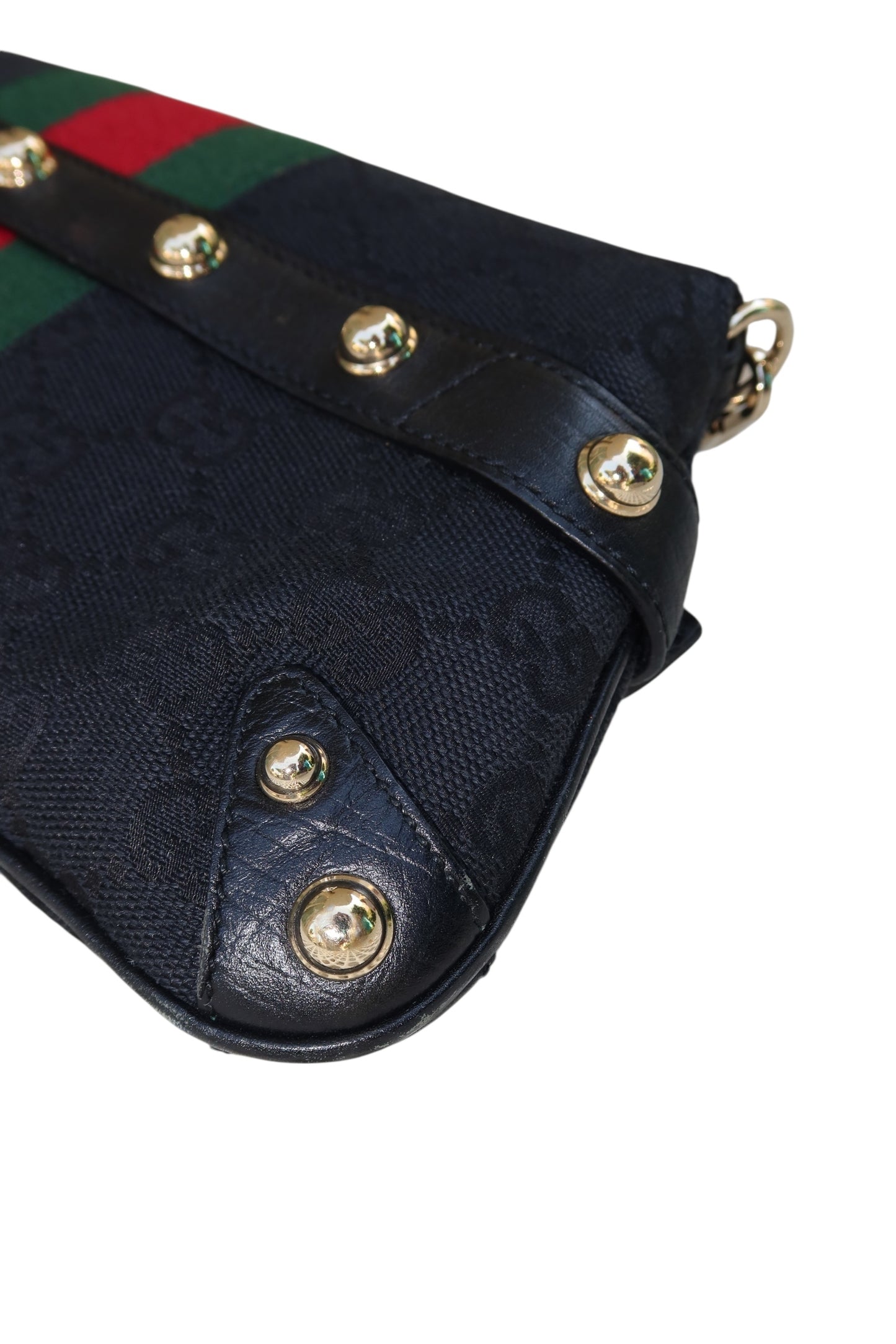Gucci black GG horsebit clutch bag