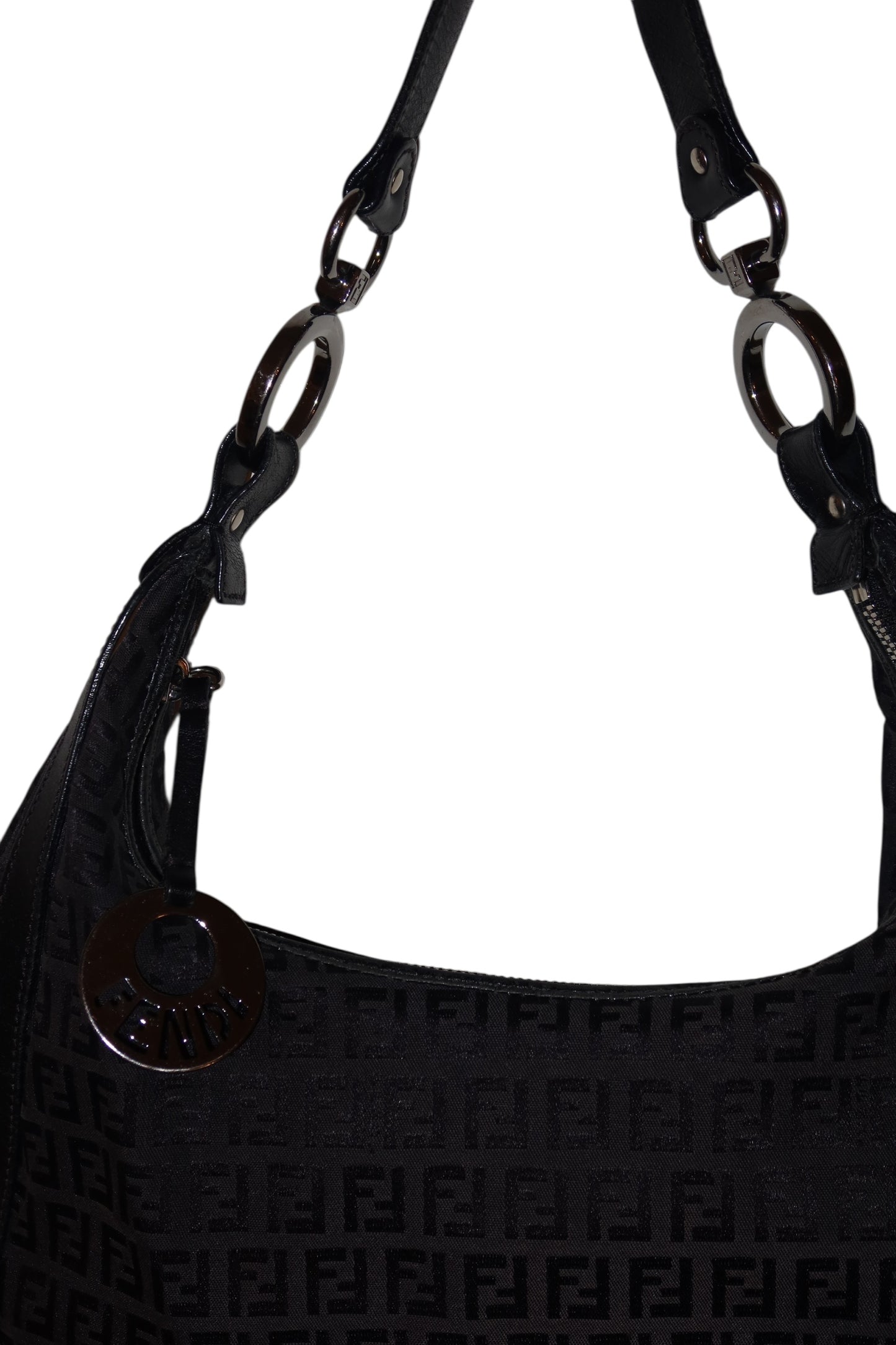 Fendi black half moon hobo bag