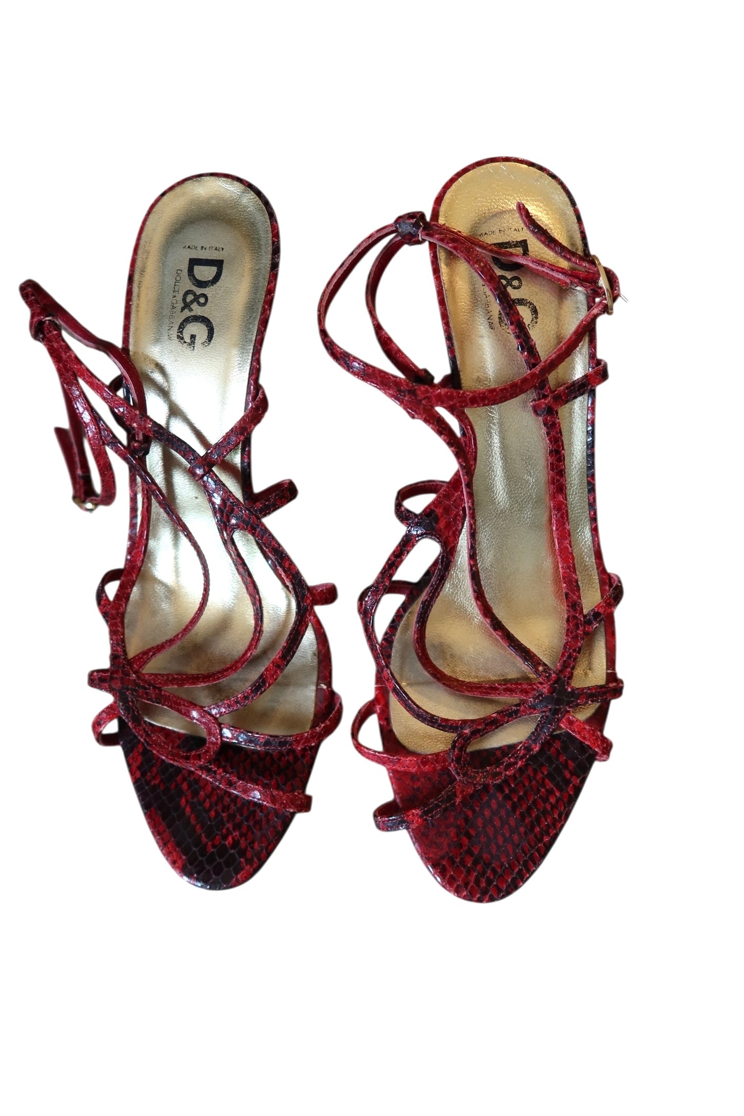 Dolce & Gabbana red snake strappy heels (39)