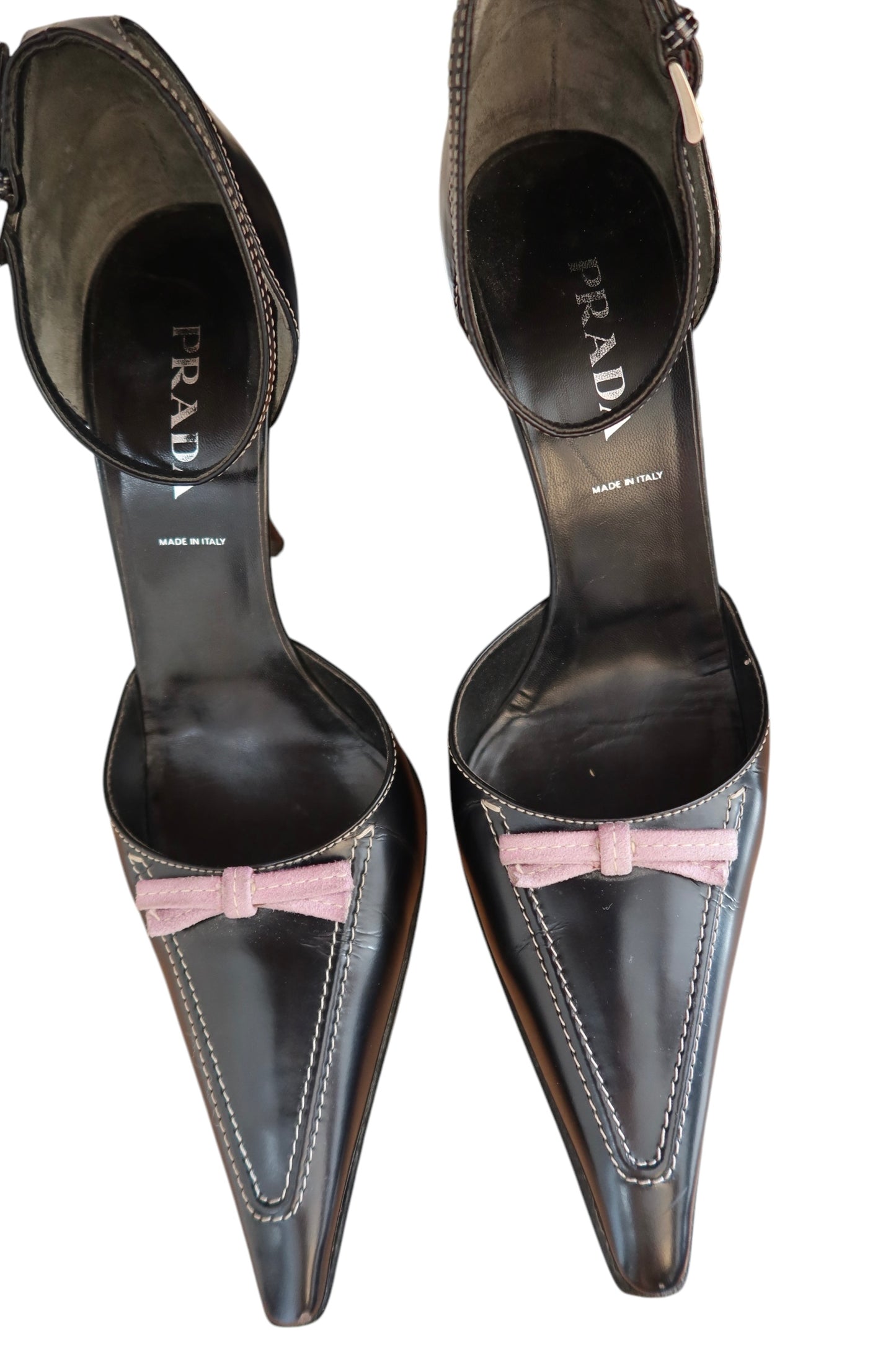 Prada black heels with pink bow detail (37.5)