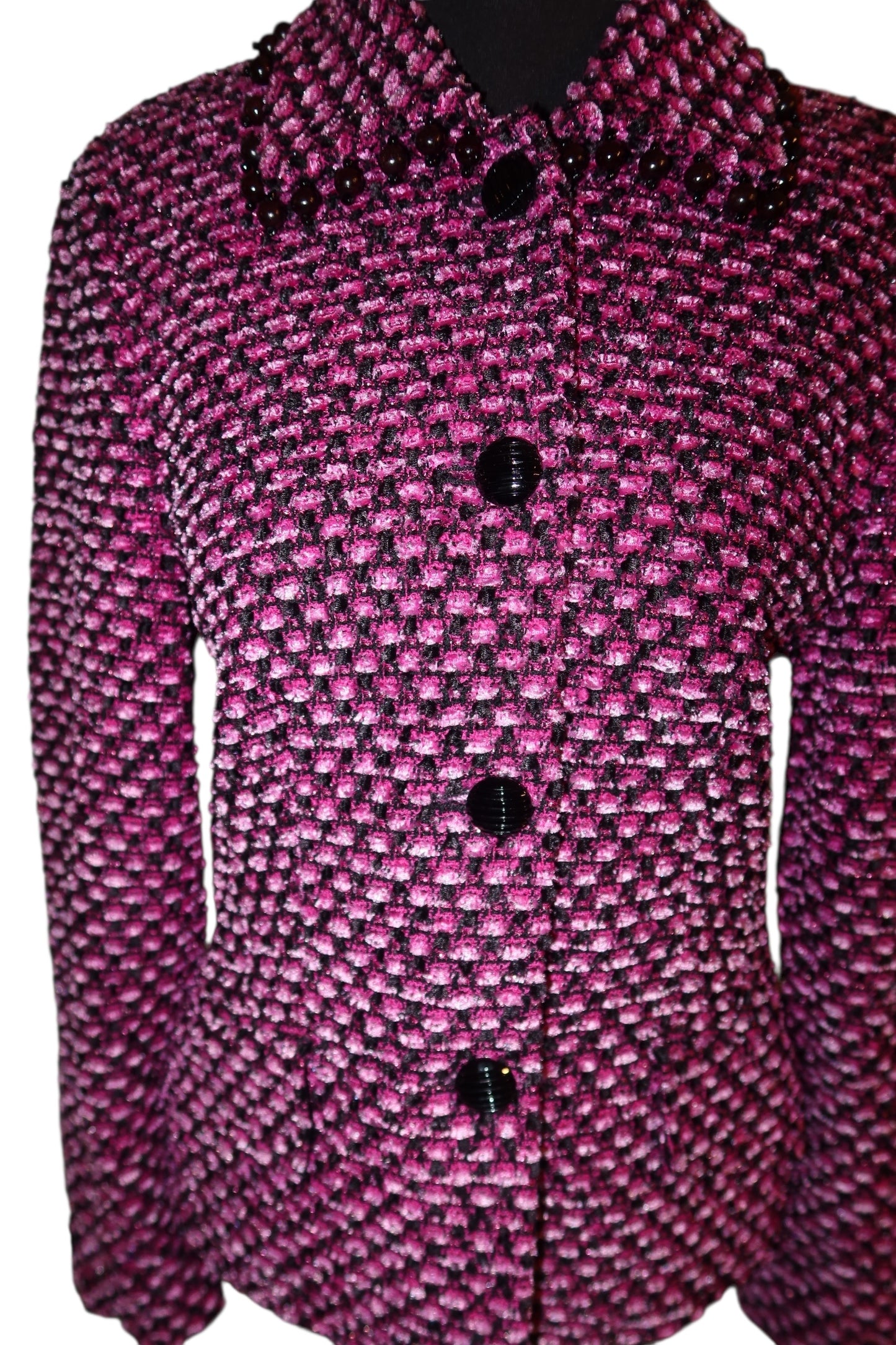 Escada pink and black jacket with black beads
