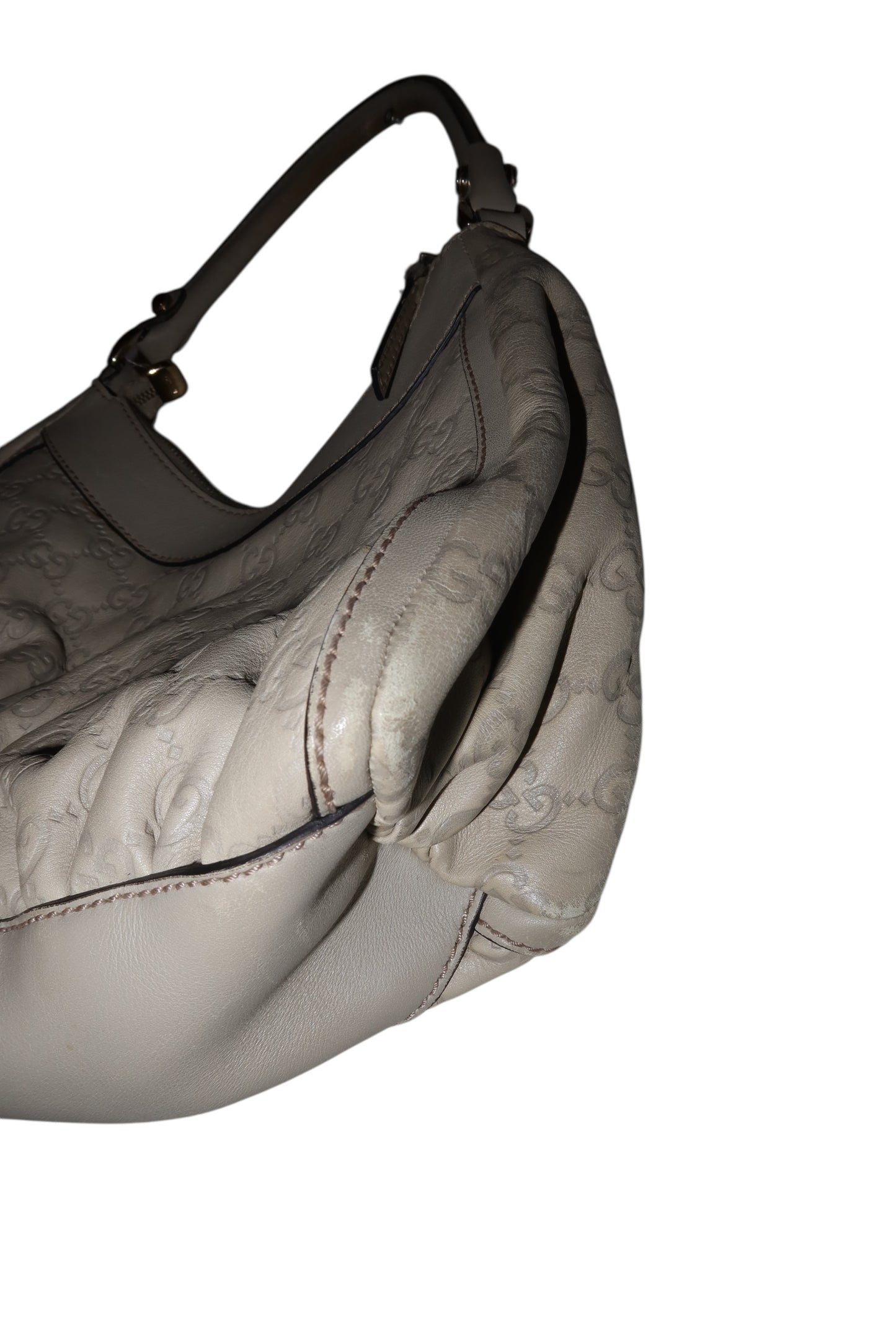 Gucci light grey D ring hobo bag