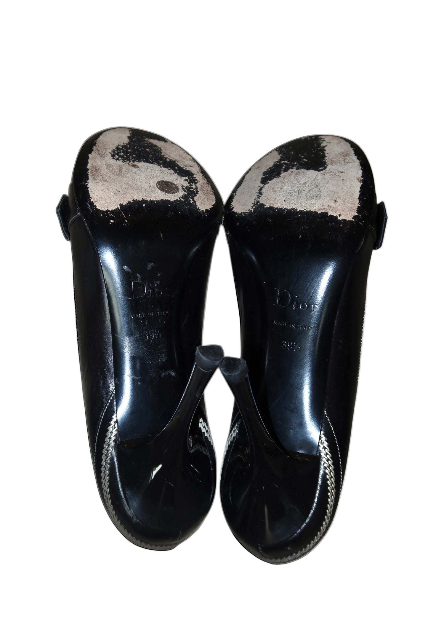 Dior black round toe heels with CD logo (39.5)