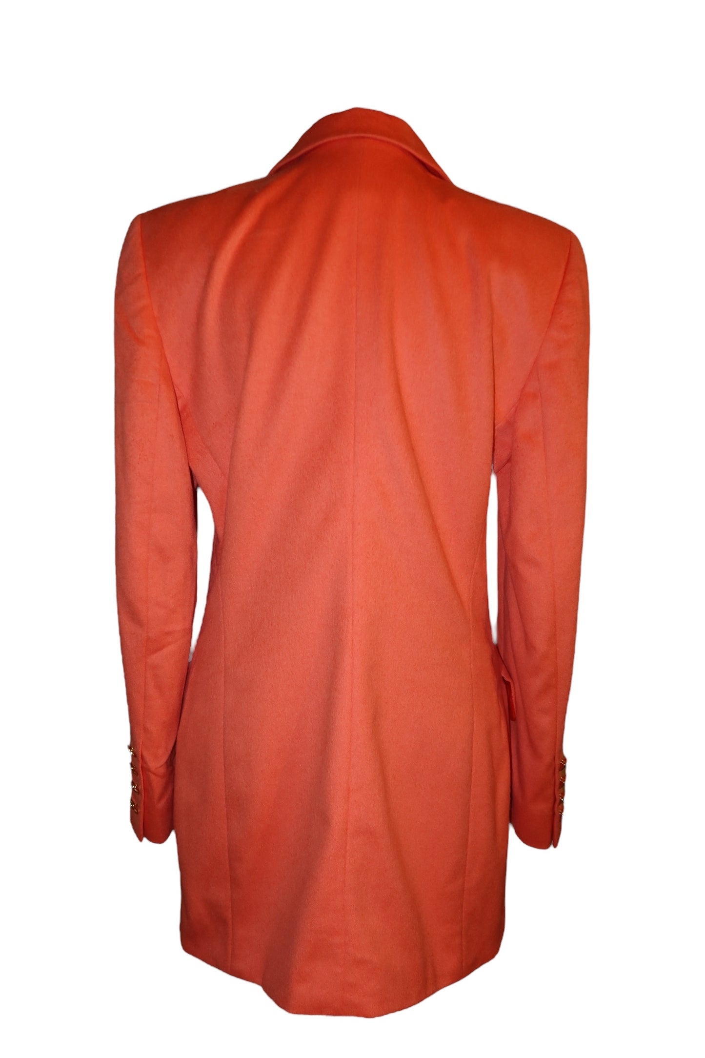 Escada orange coral blazer with gold buttons