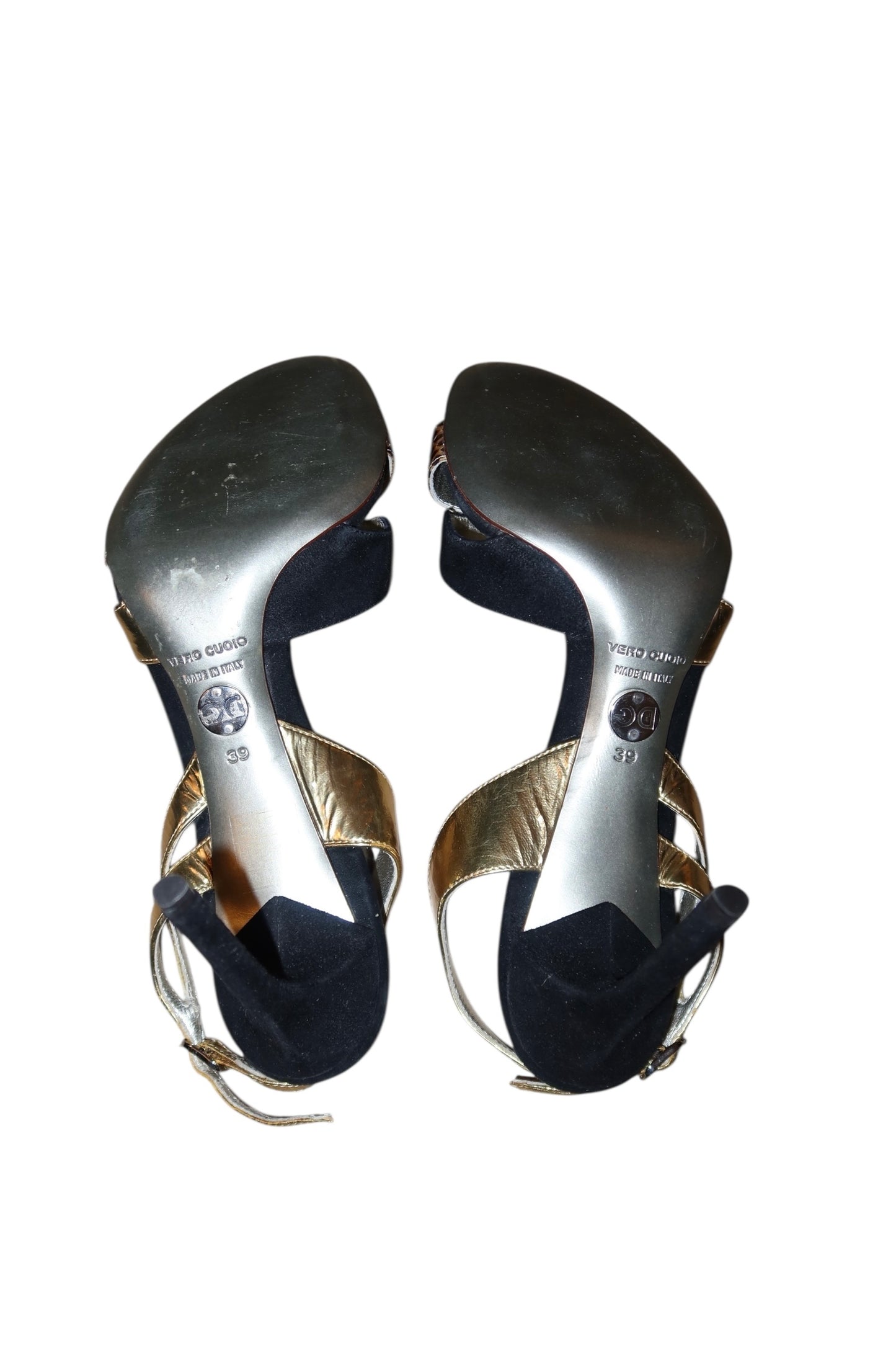 Dolce & Gabbana black suede, gold leather and snakeskin heels (39)