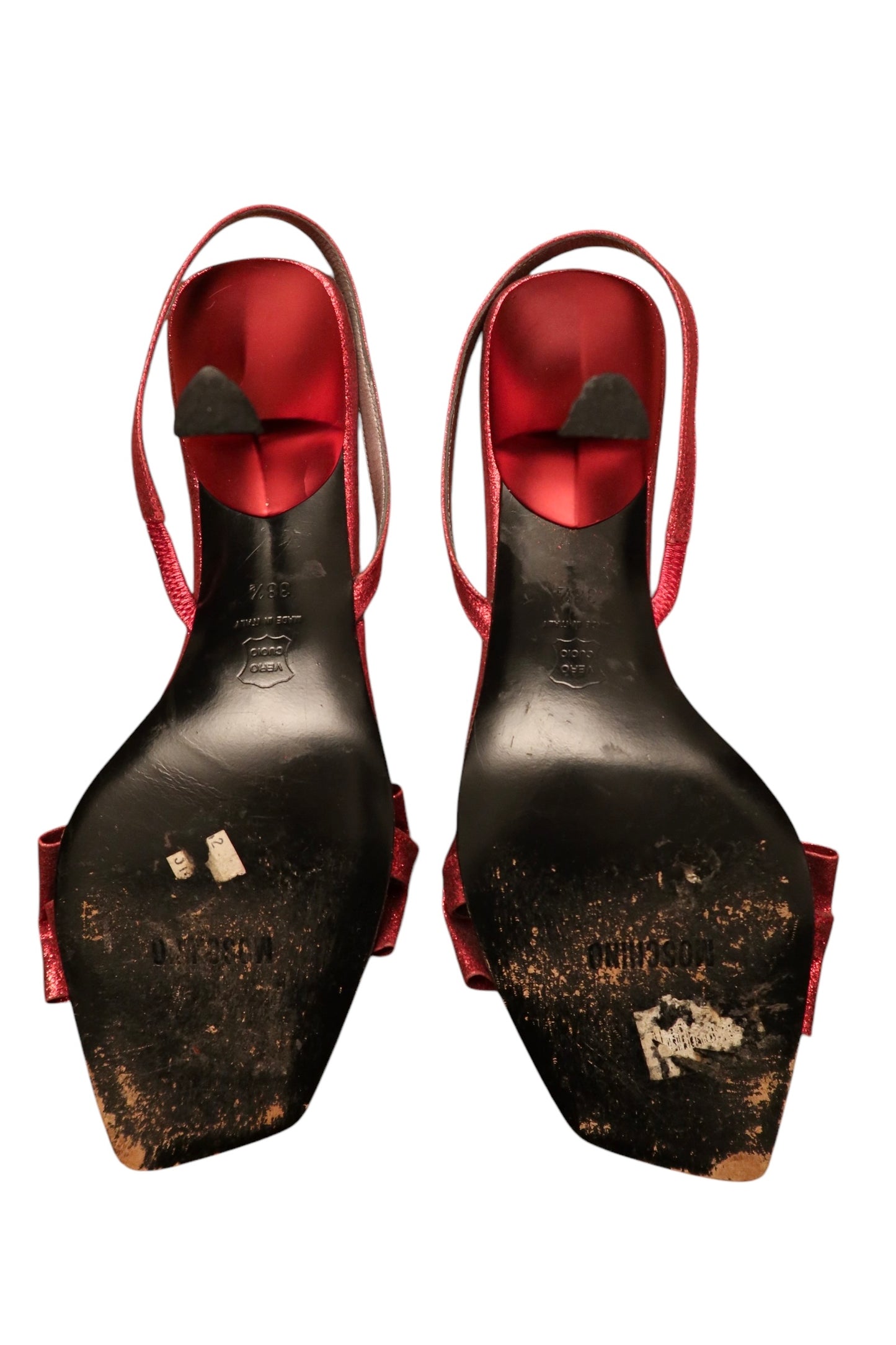 Moschino red glitter heels with bows (38.5)